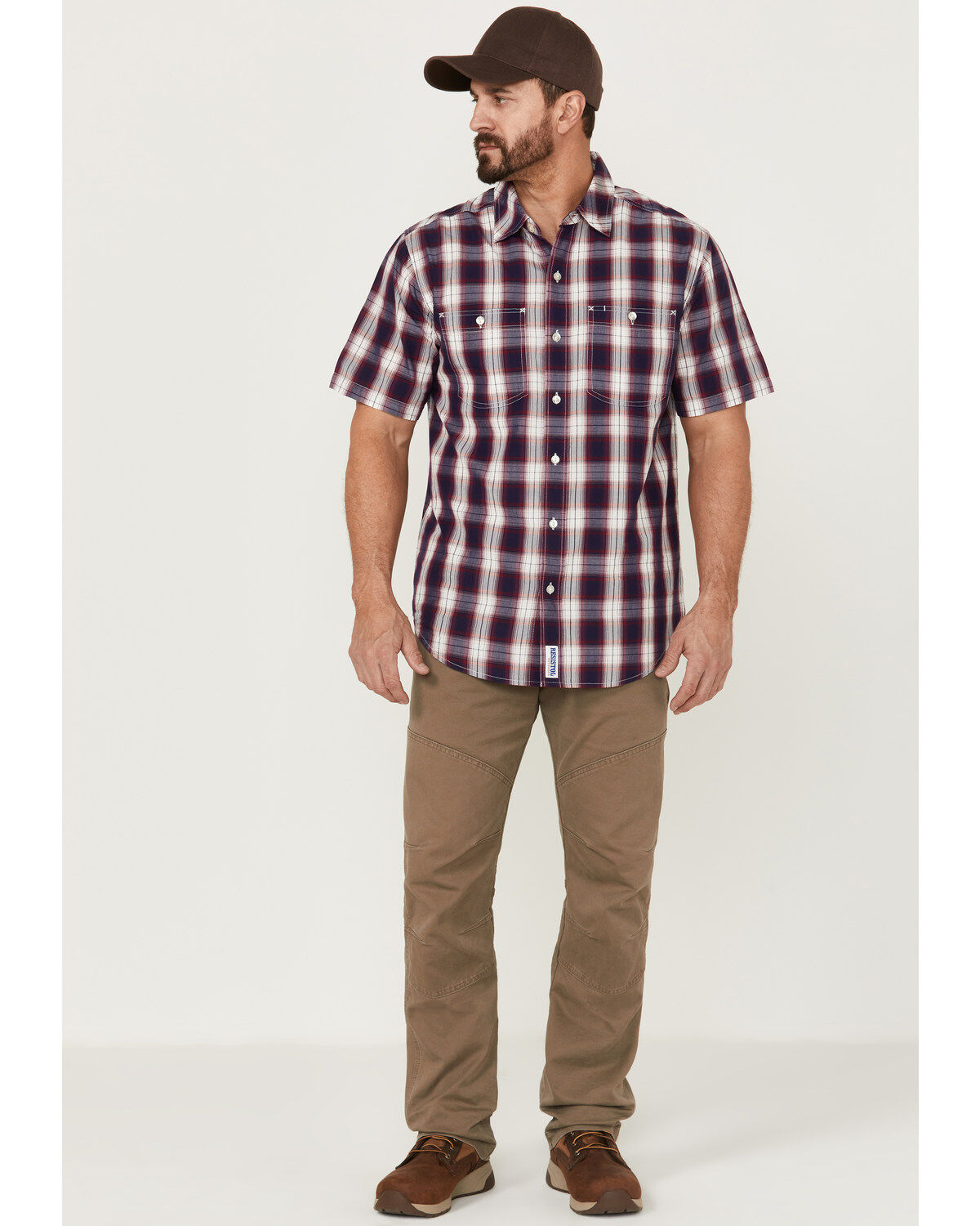 Resistol Men's Atlantis Ombre Plaid Print Short Sleeve Button Down Western Shirt