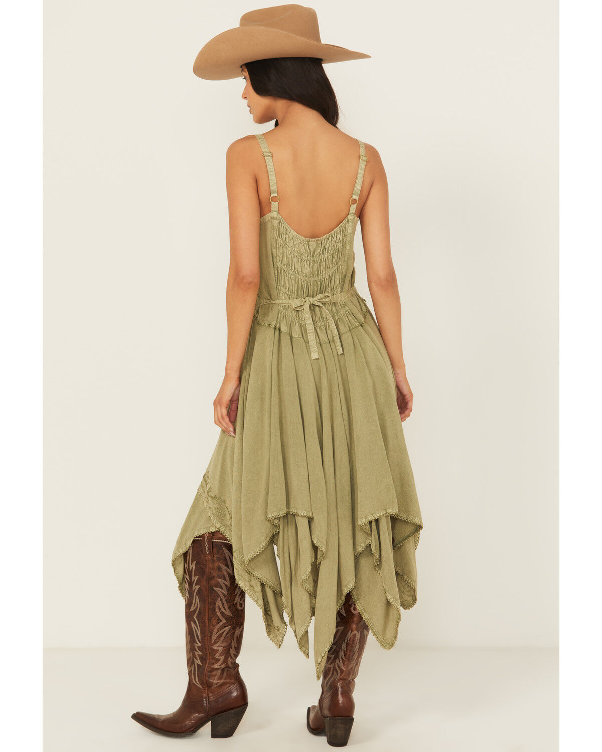 Scully Women's Sleeveless Hanky Hem Jacquard Midi Dress