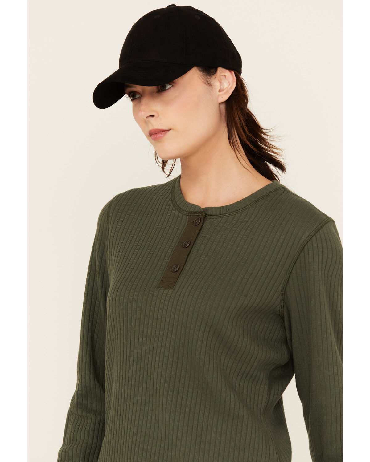 Lucky Brand Workwear Women's Long Sleeve Ribbed Henley Shirt