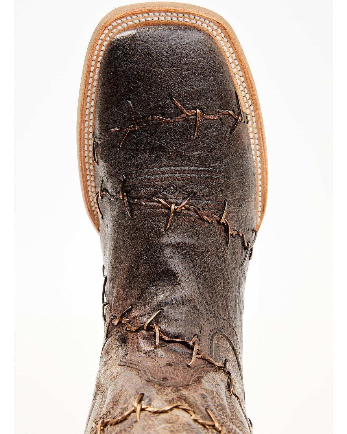 Corral Men's Exotic Ostrich Barbed Wire Western Boots - Broad Square Toe