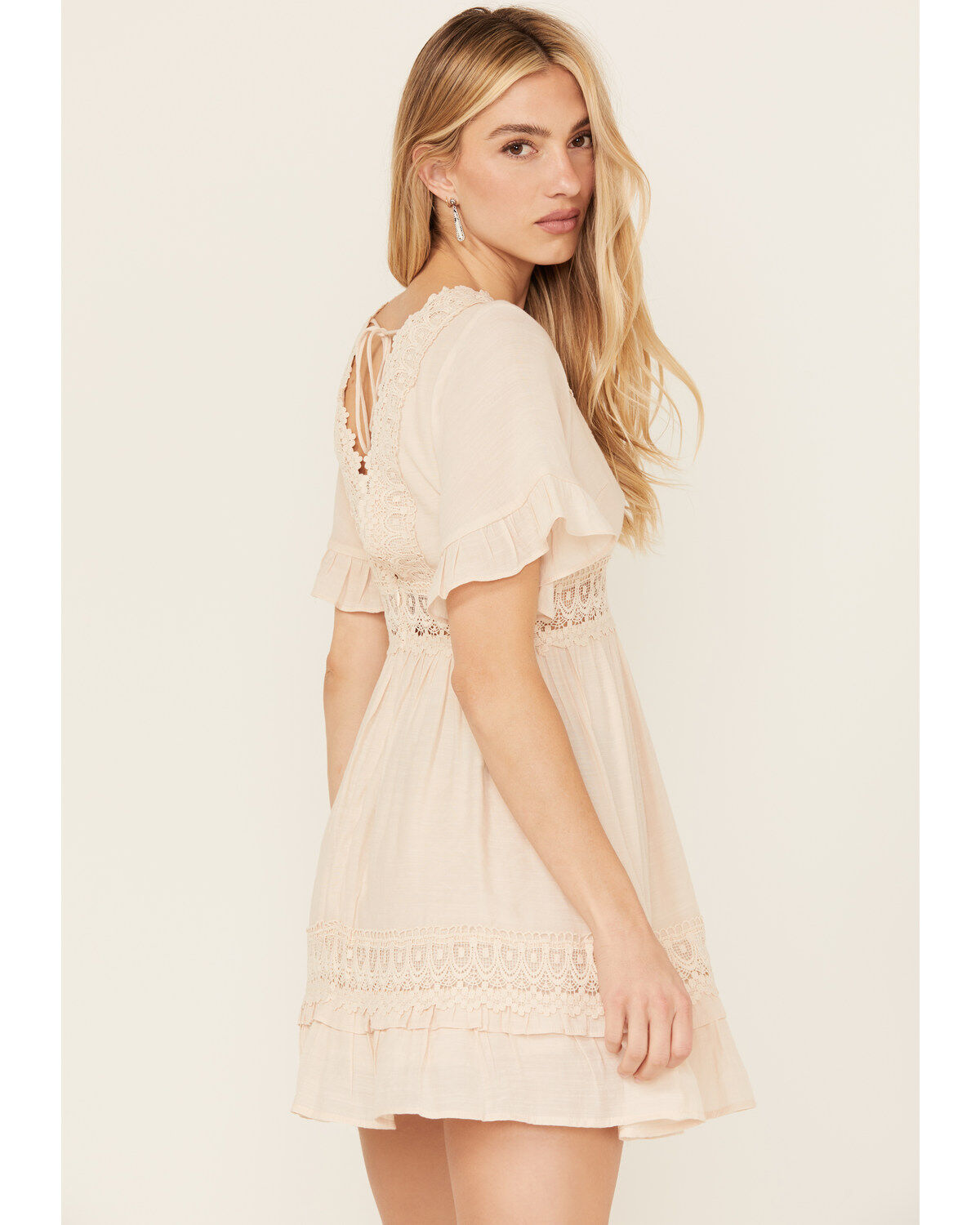 Wishlist Women's Solid Lace Trim Mini Dress