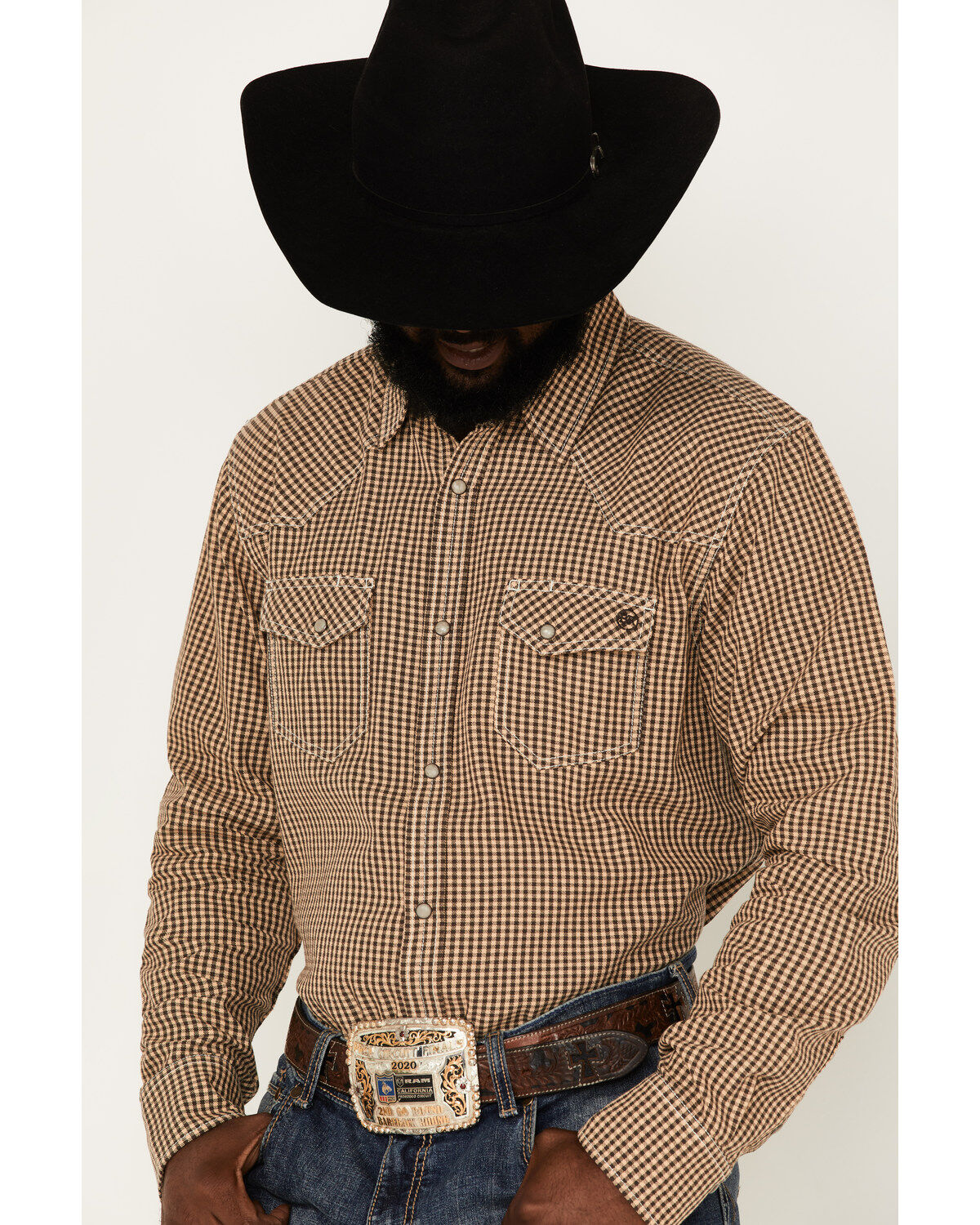 Blue Ranchwear Men's Gingham Western Snap Shirt