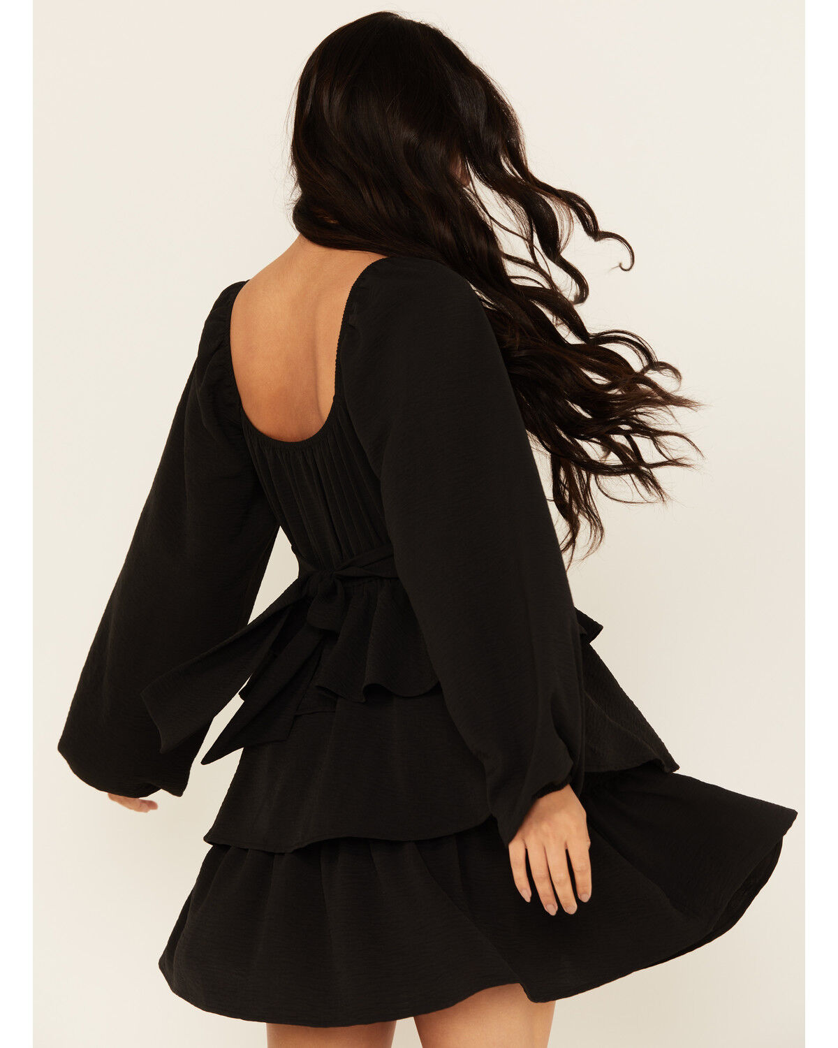 Originality Women's Long Sleeve Tiered Mini Dress