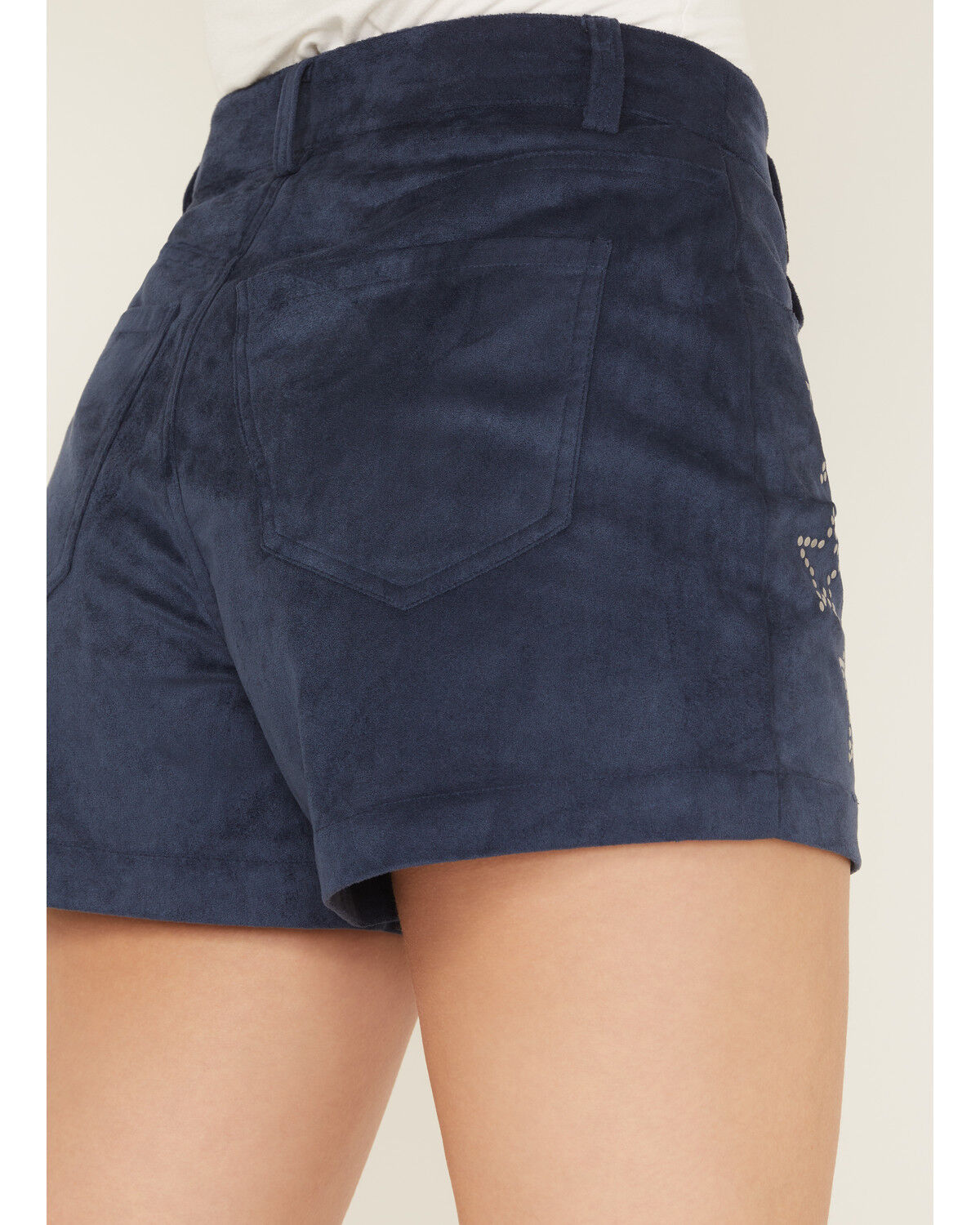 Rock & Roll Denim Women's High Rise Star Studded Microsuede Shorts