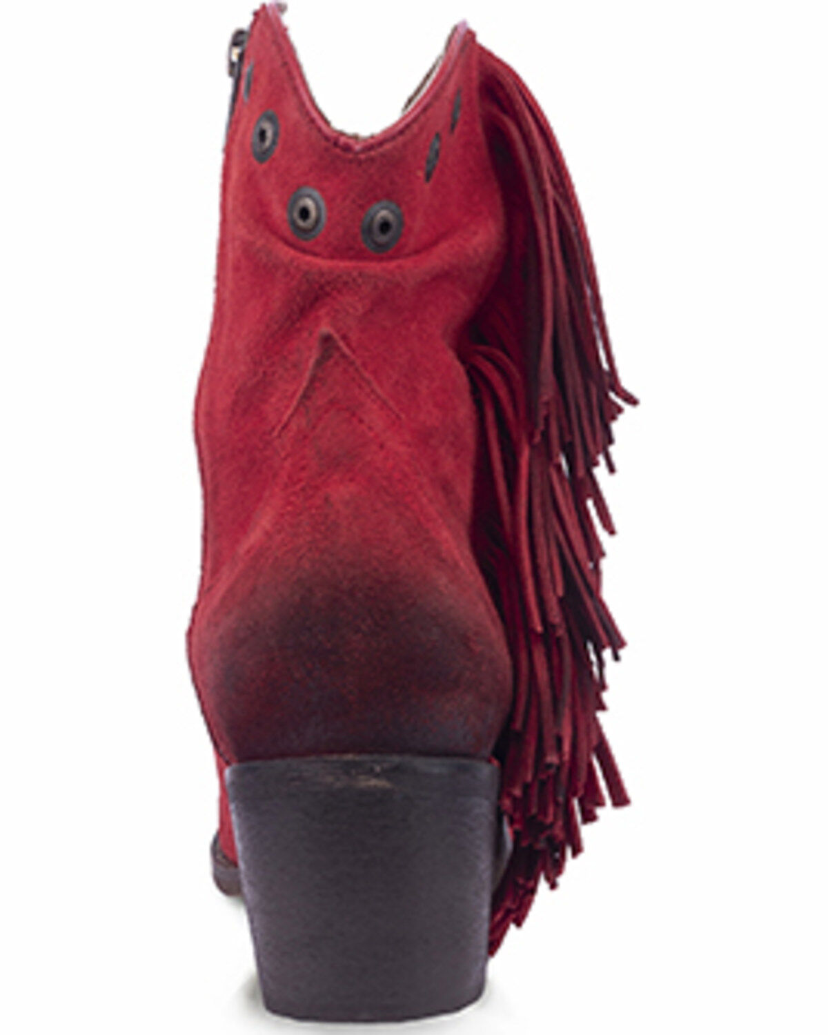 Circle G Women's Studded Suede Fringe Ankle Boots - Round Toe