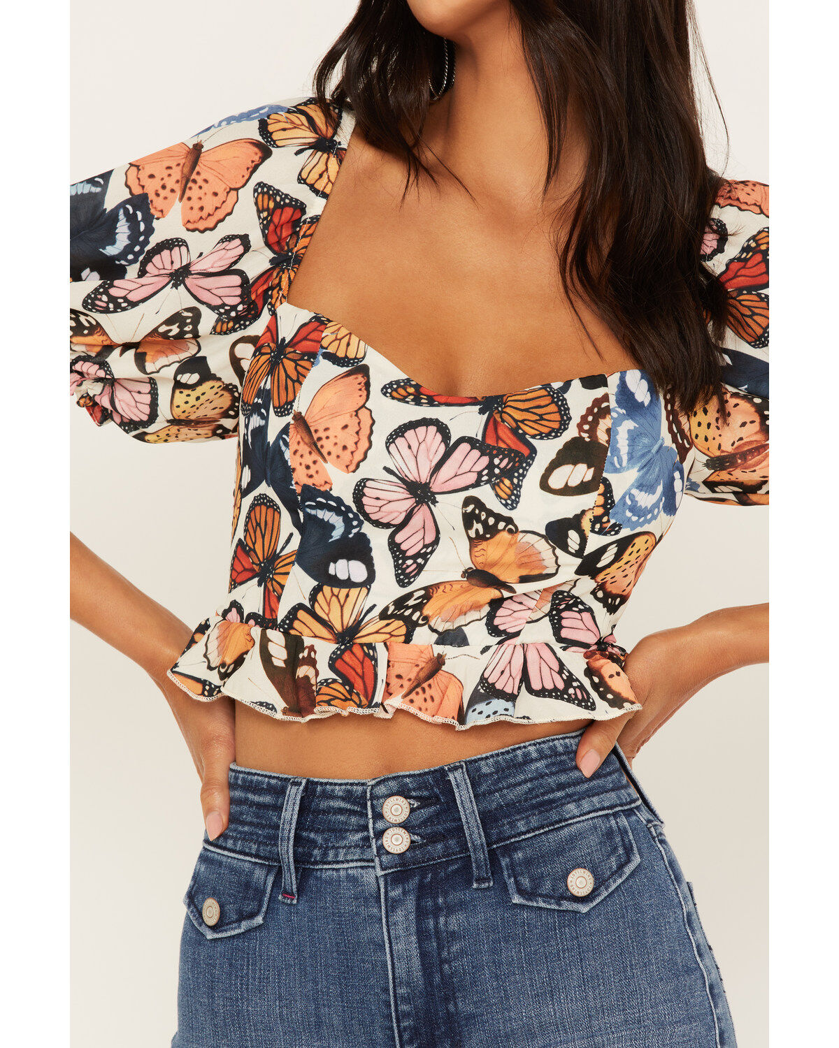 Show Me Your Mumu Women's Lila Butterfly Print Crop Top