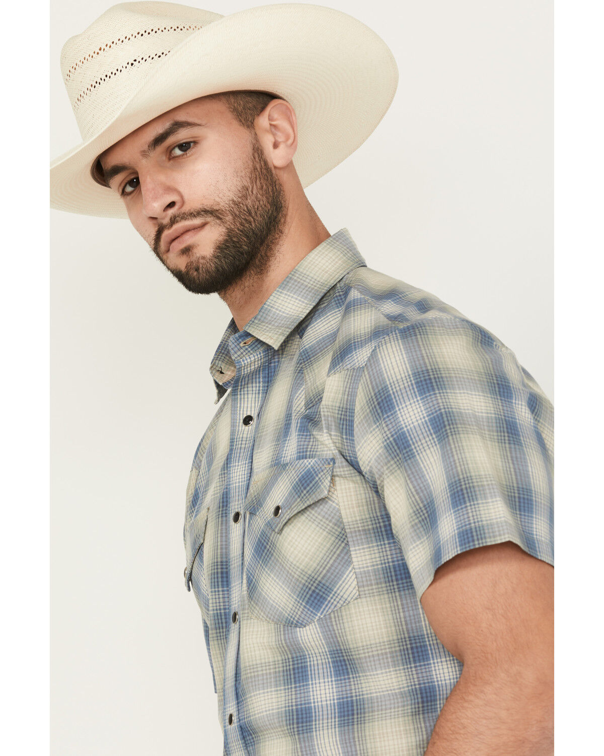 Pendleton Men's Frontier Plaid Print Short Sleeve Snap Stretch Western Shirt