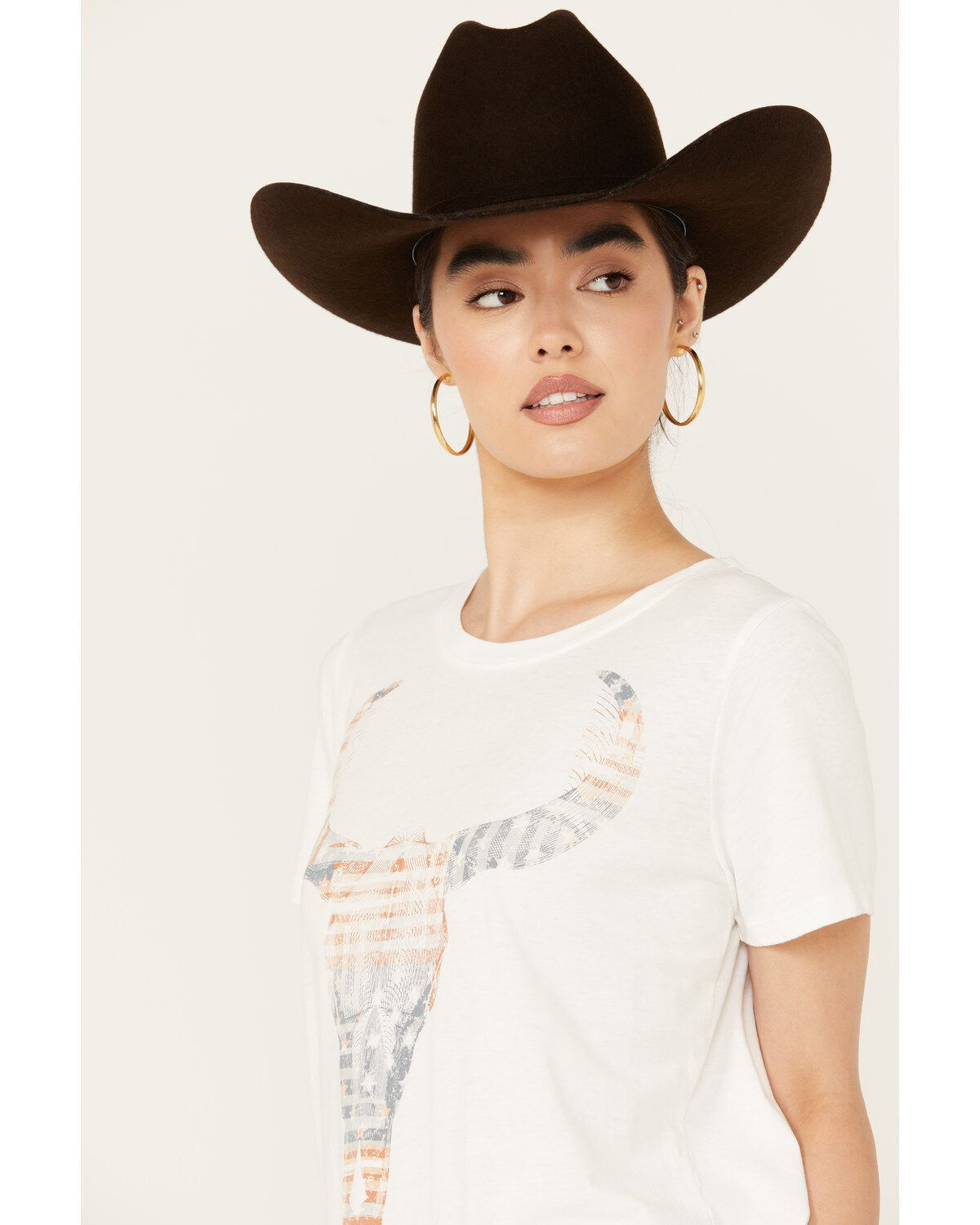 Blended Women's American Flag Steer Head Graphic Tee