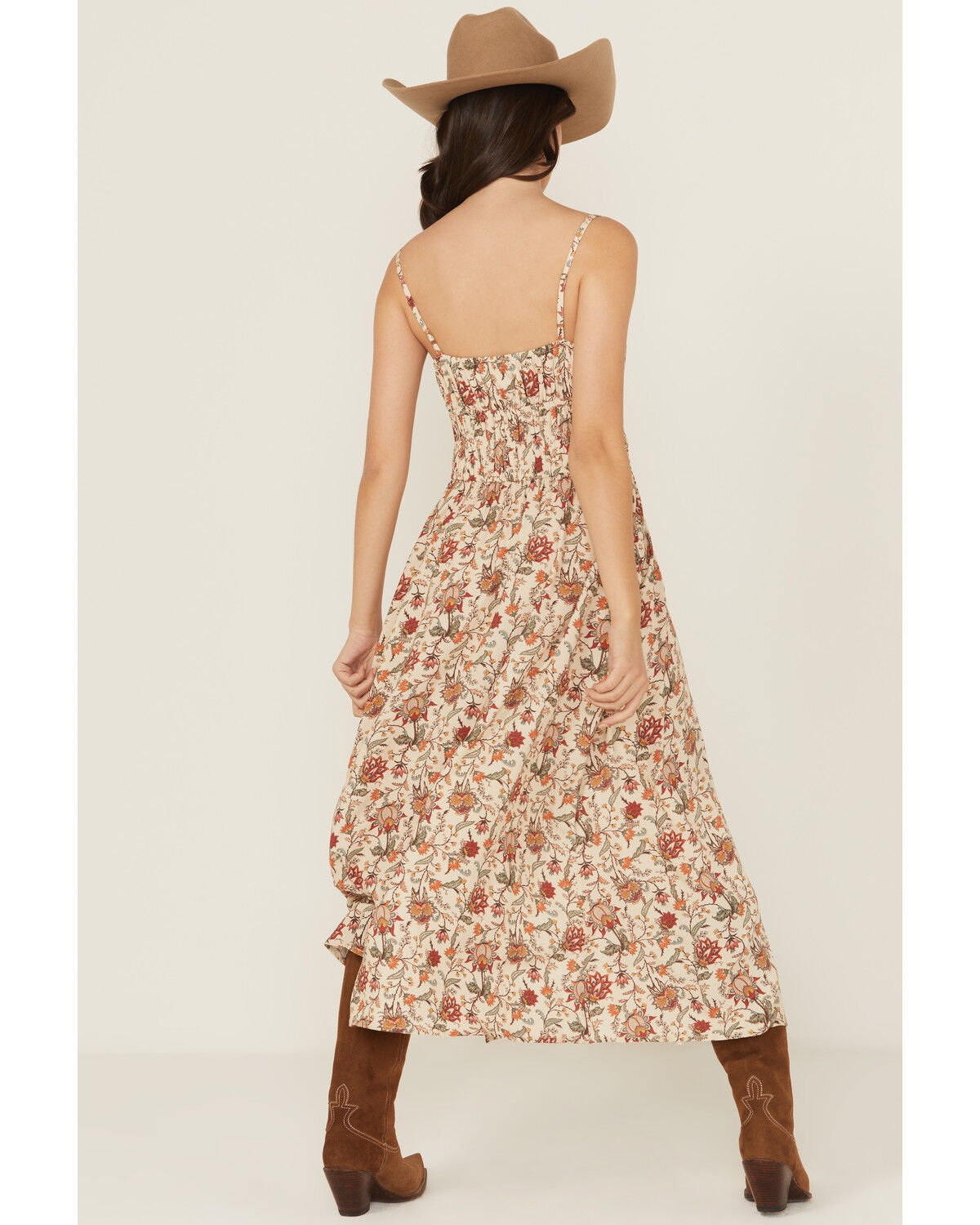 Rock & Roll Denim Women's Floral Print Sleeveless Midi Dress