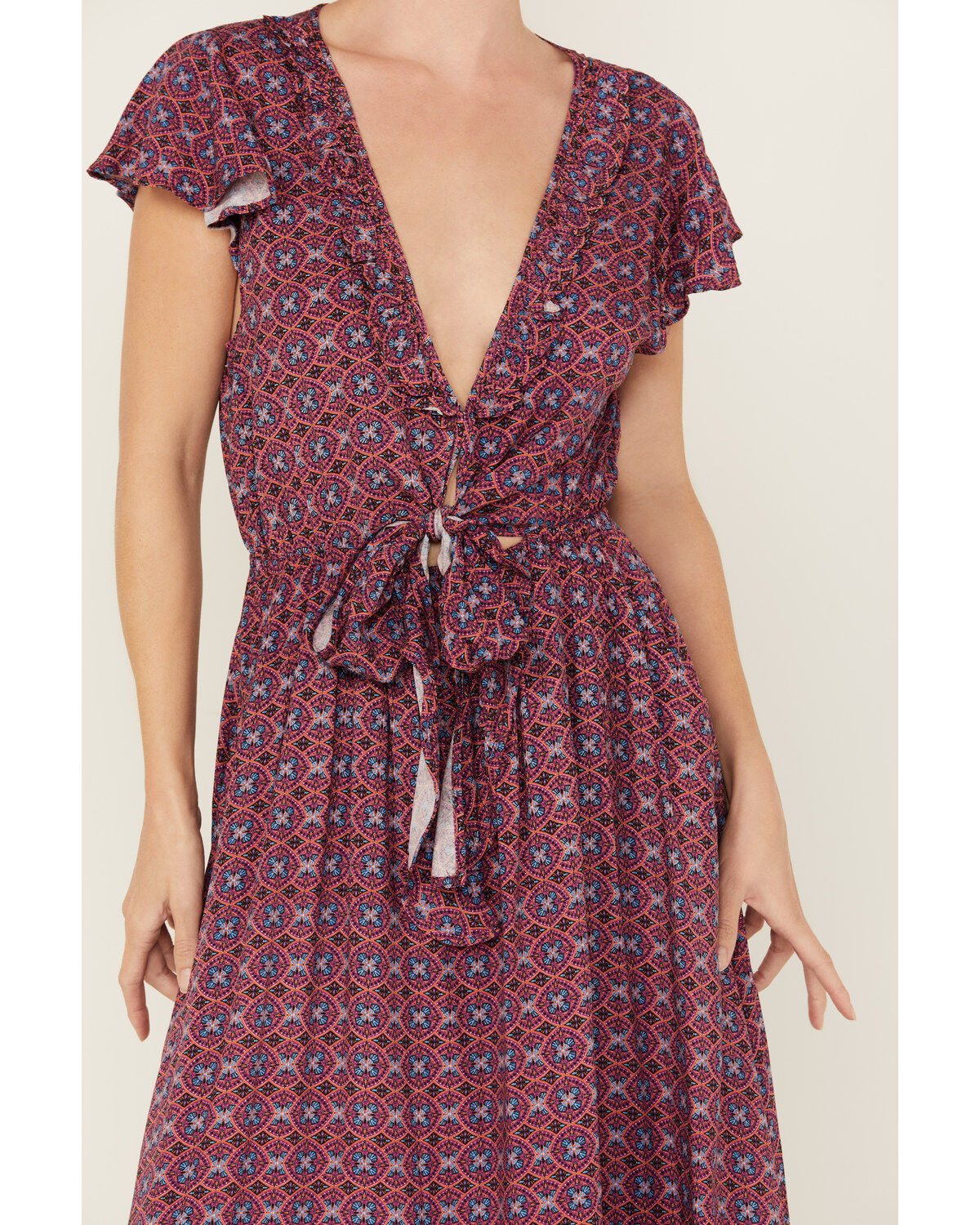 Beyond The Radar Women's Border Print Picnic High-Low Dress