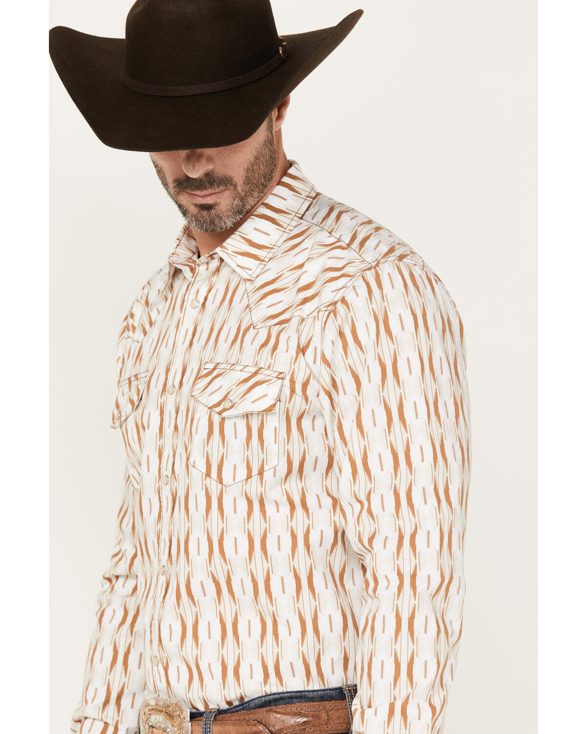 Gibson Men's Old Creek Geo Print Long Sleeve Pearl Snap Western Shirt