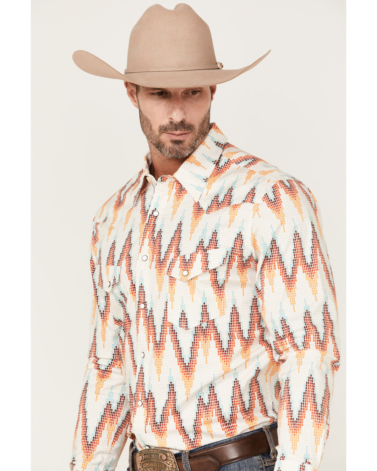 Dale Brisby Men's All-Over Digtal Print Long Sleeve Snap Western Shirt