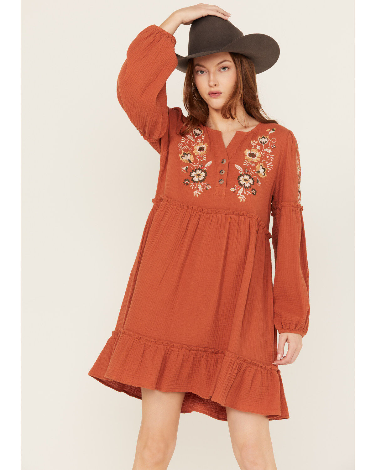 Jolt Women's Embroidered Gauze Mini Dress