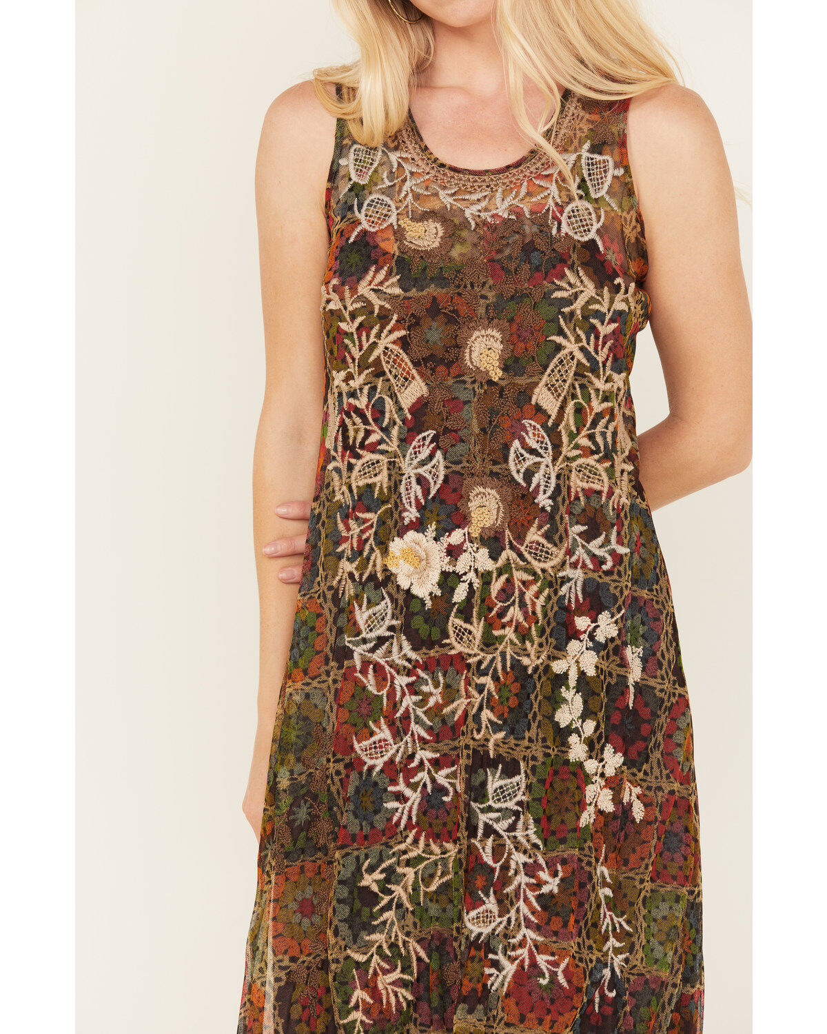 Johnny Was Women's Sleeveless Floral Bitola Mesh Slip Dress