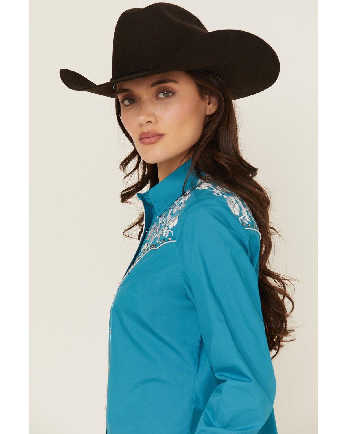 Rodeo Clothing Women's Embroidered Long Sleeve Snap Western Shirt