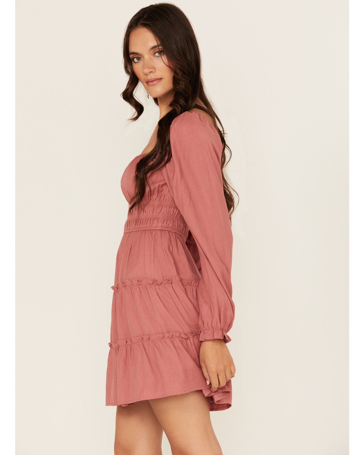 Ash & Violet Women's Solid Long Sleeve Mini Dress