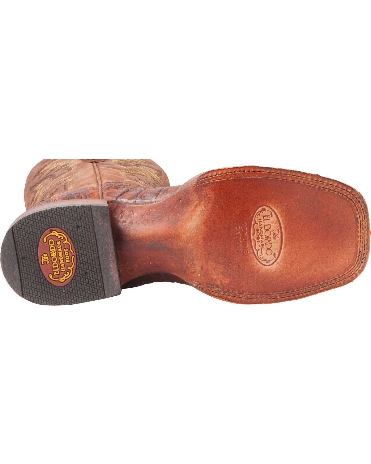 El Dorado Men's Handmade Caiman Back Brass Stockman Boots - Broad Square Toe