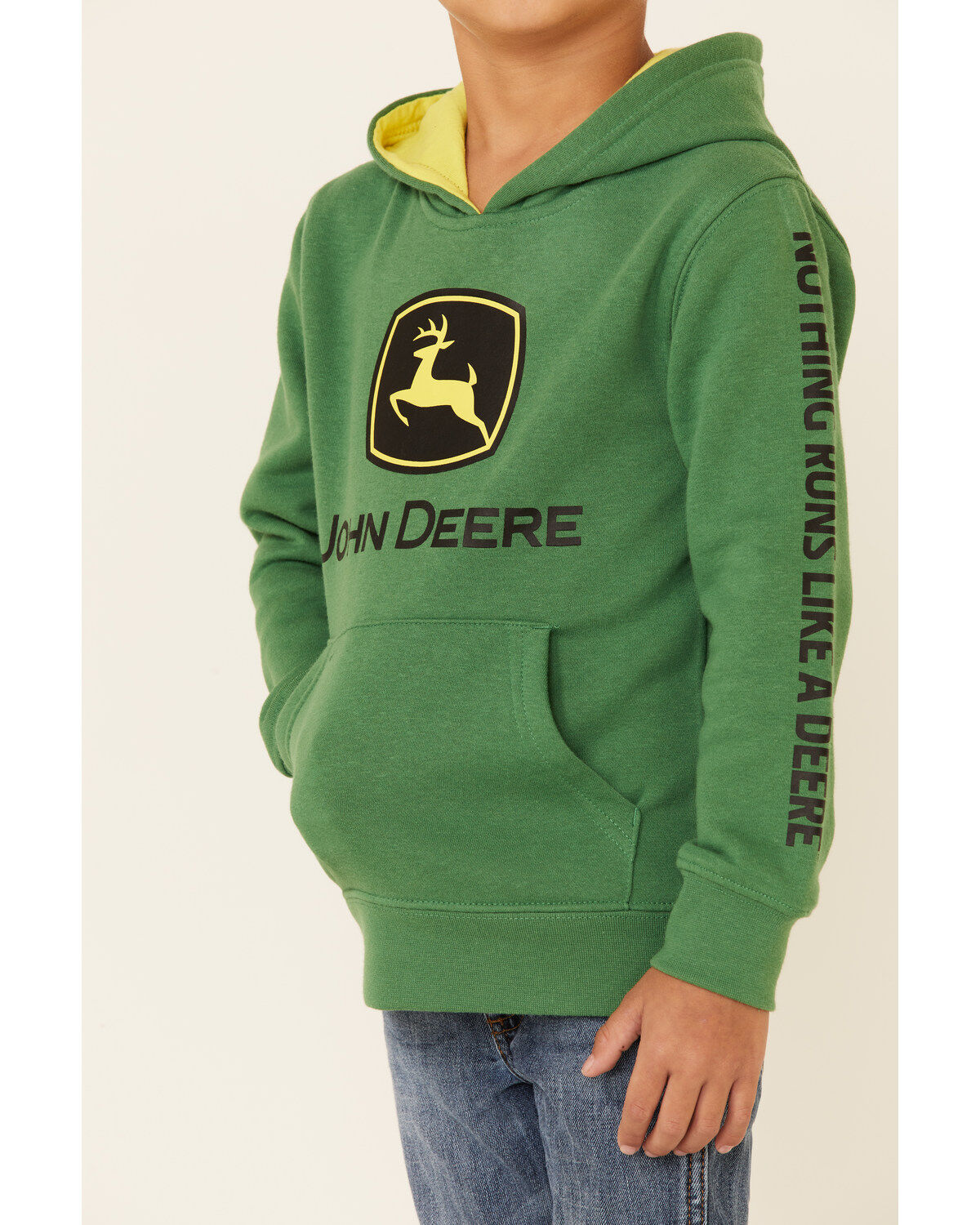 John Deere Boys' (4-7) Green Trademark Logo Sleeve Graphic Hooded Sweatshirt