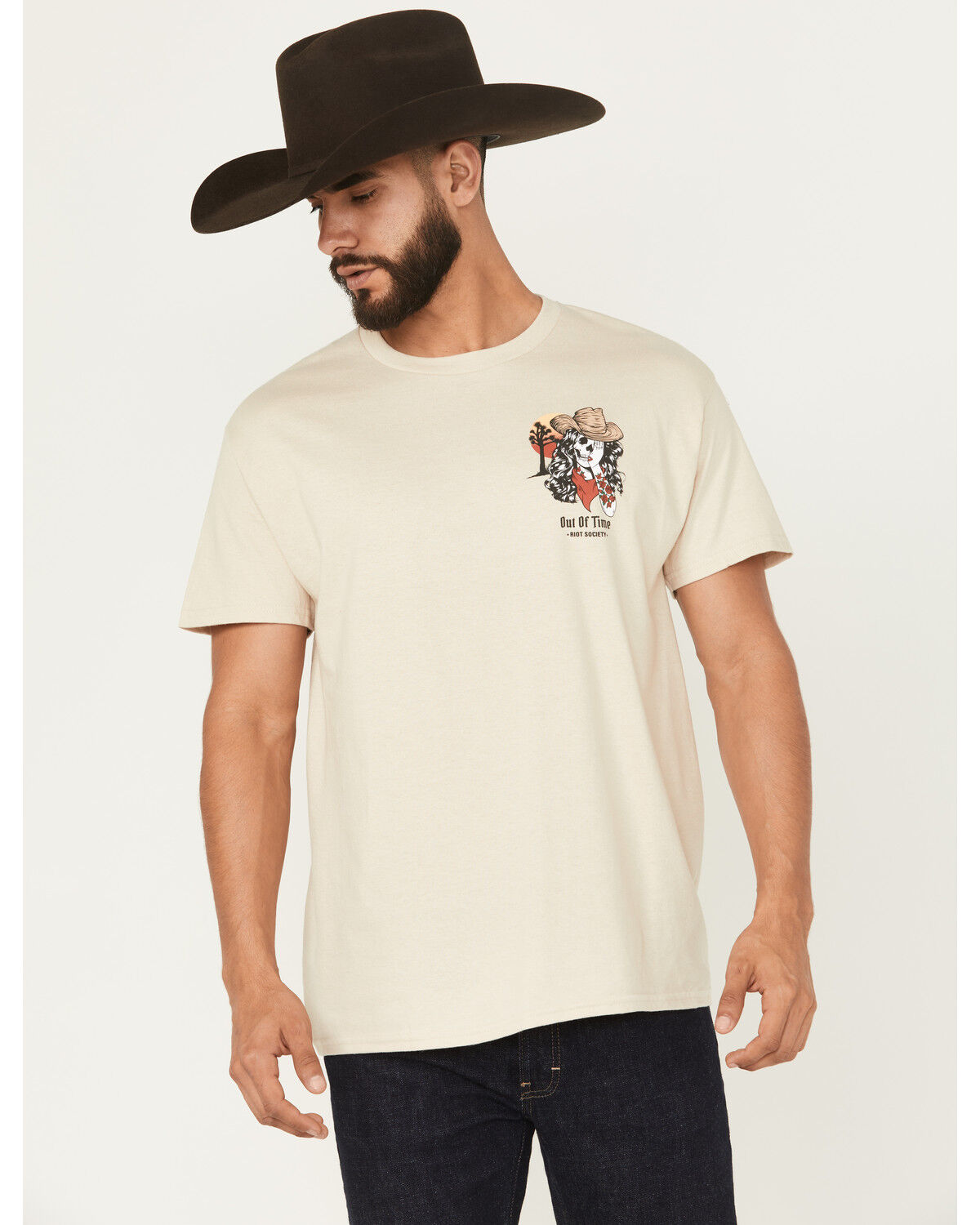 Riot Society Men's Out Of Time Cowgirl Short Sleeve Graphic T-Shirt