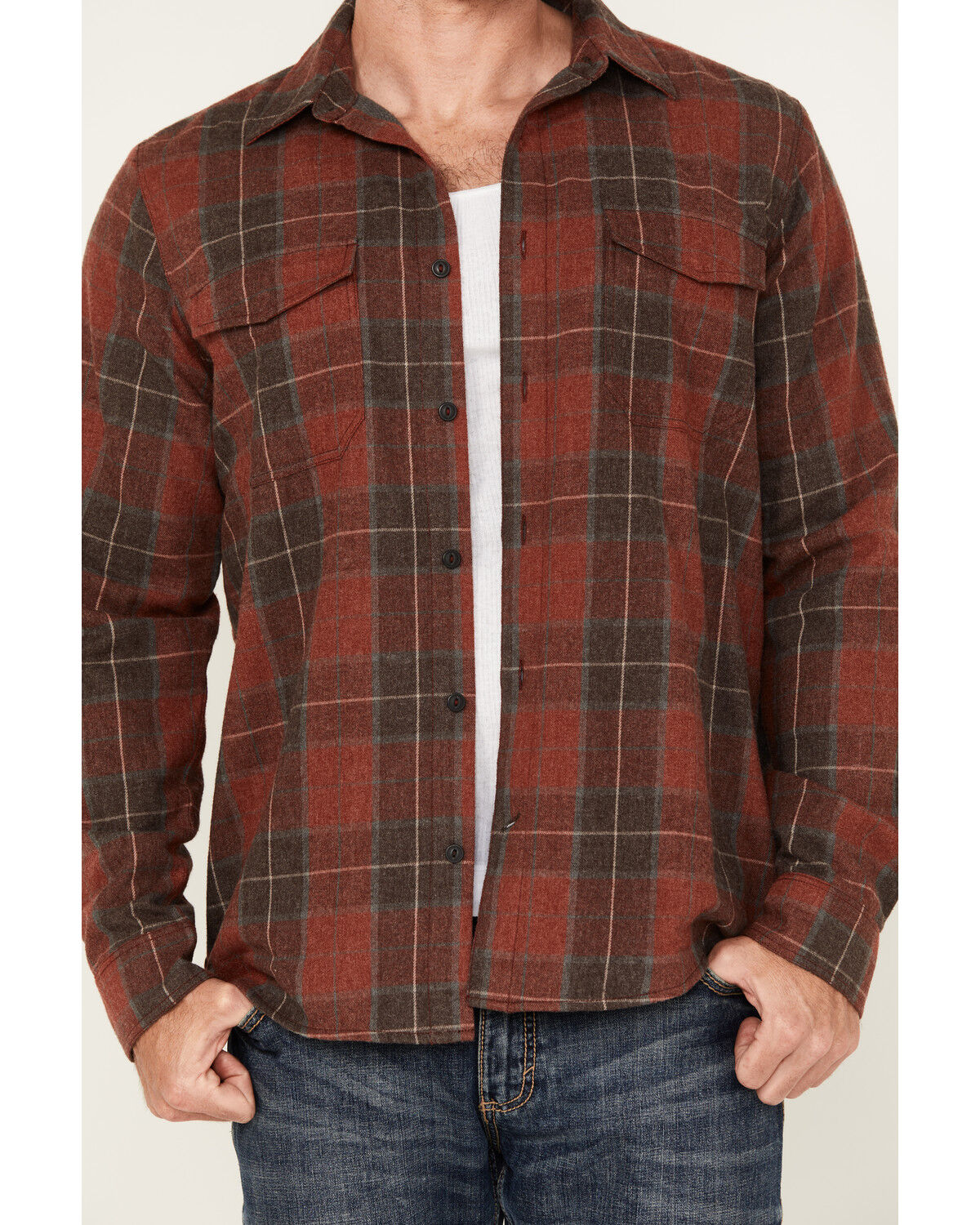Brothers and Sons Men's Bronson Plaid Print Long Sleeve Button-Down Flannel Shirt