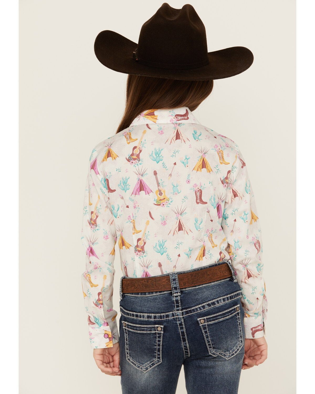 Cruel Girl Girls' Conversation Print Long Sleeve Pearl Snap Western Shirt