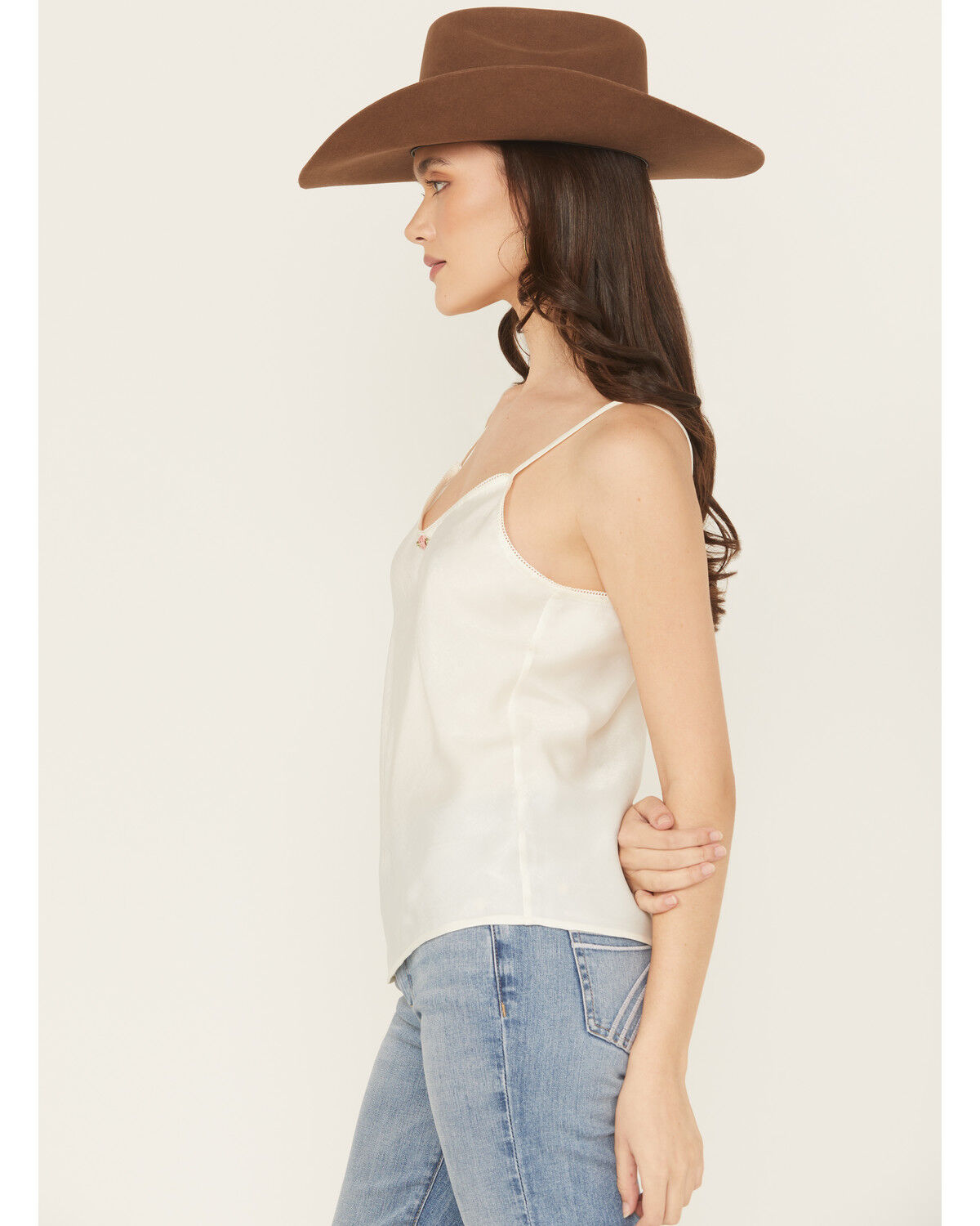 Originality Women's Solid Sleeveless Satin Cami