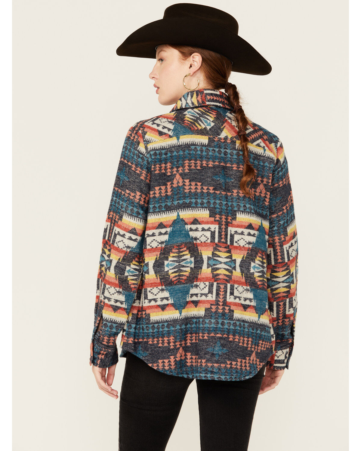 Rock & Roll Denim Women's Southwestern Print Snap Shacket