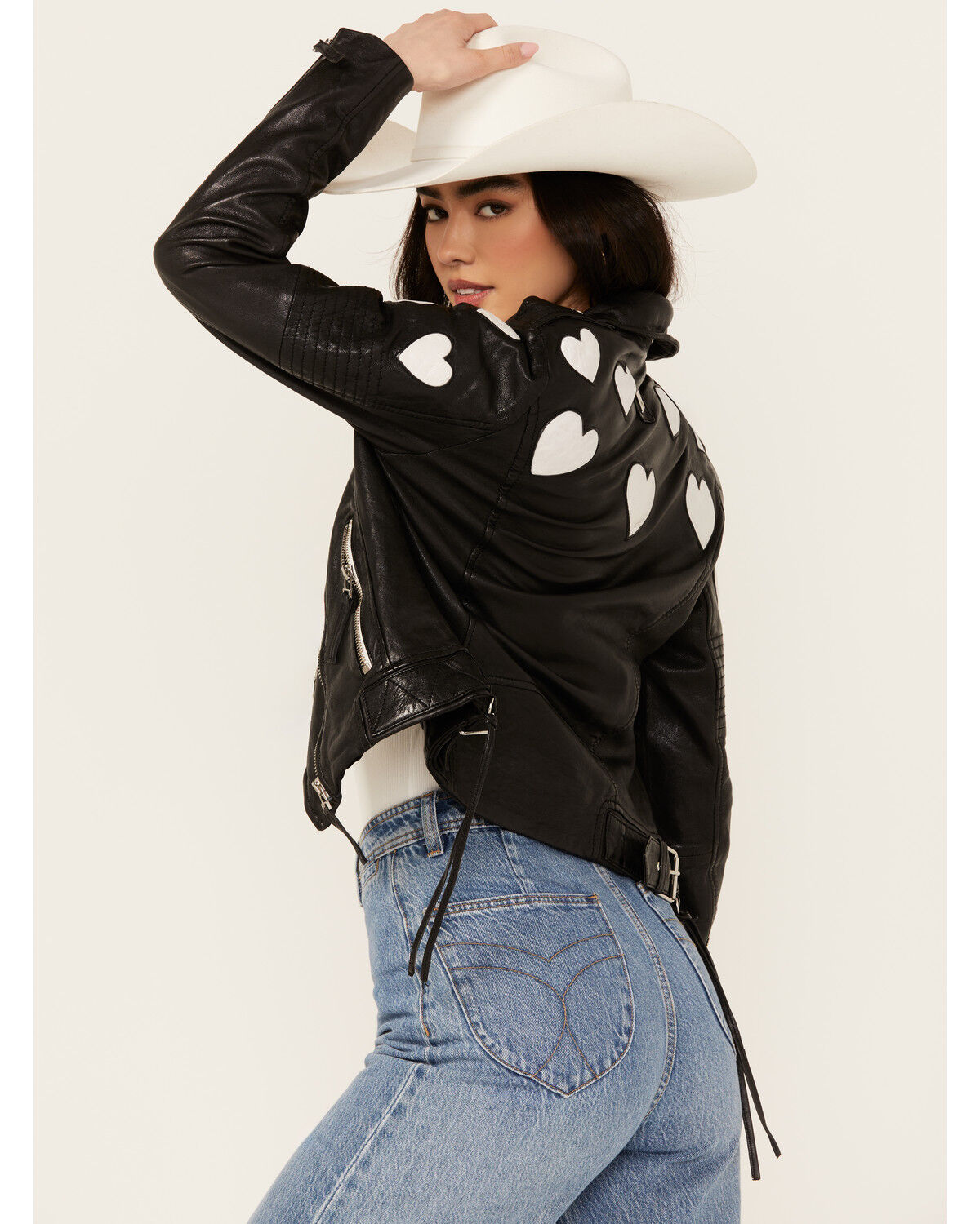 Mauritius Leather Women's Scattered Hearts Leather Jacket