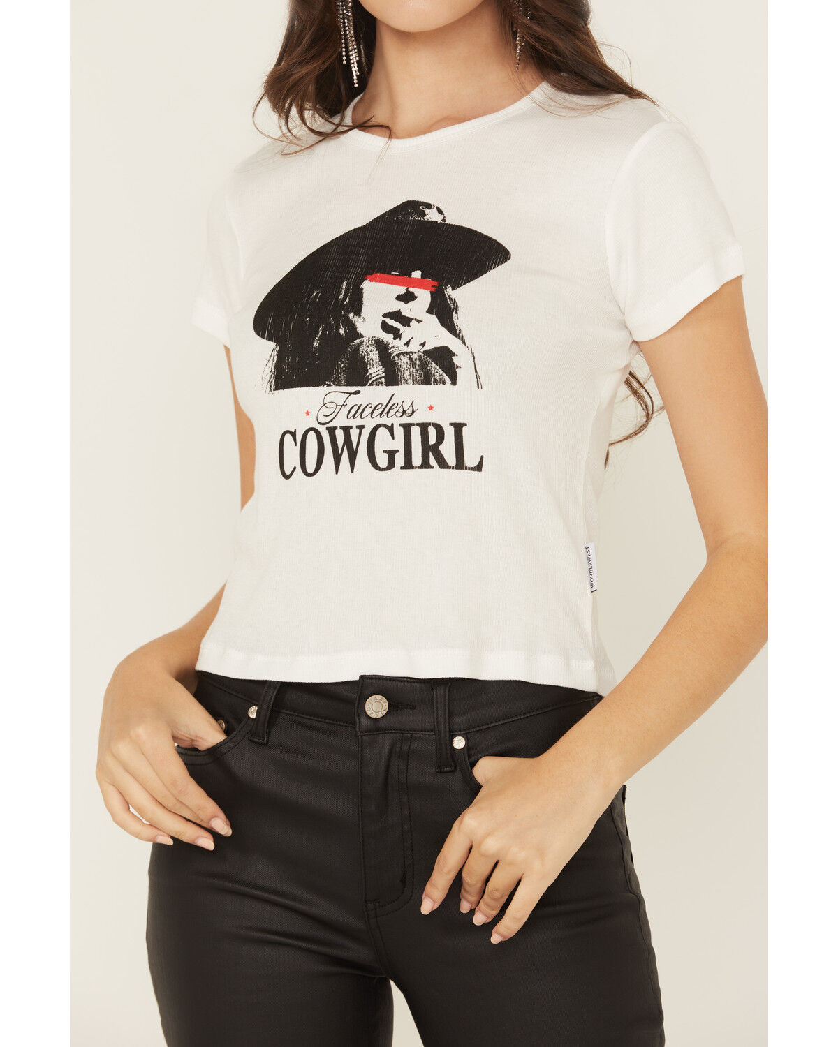 Wonderwest Women's Faceless Cowgirl Short Sleeve Baby Rib Tee