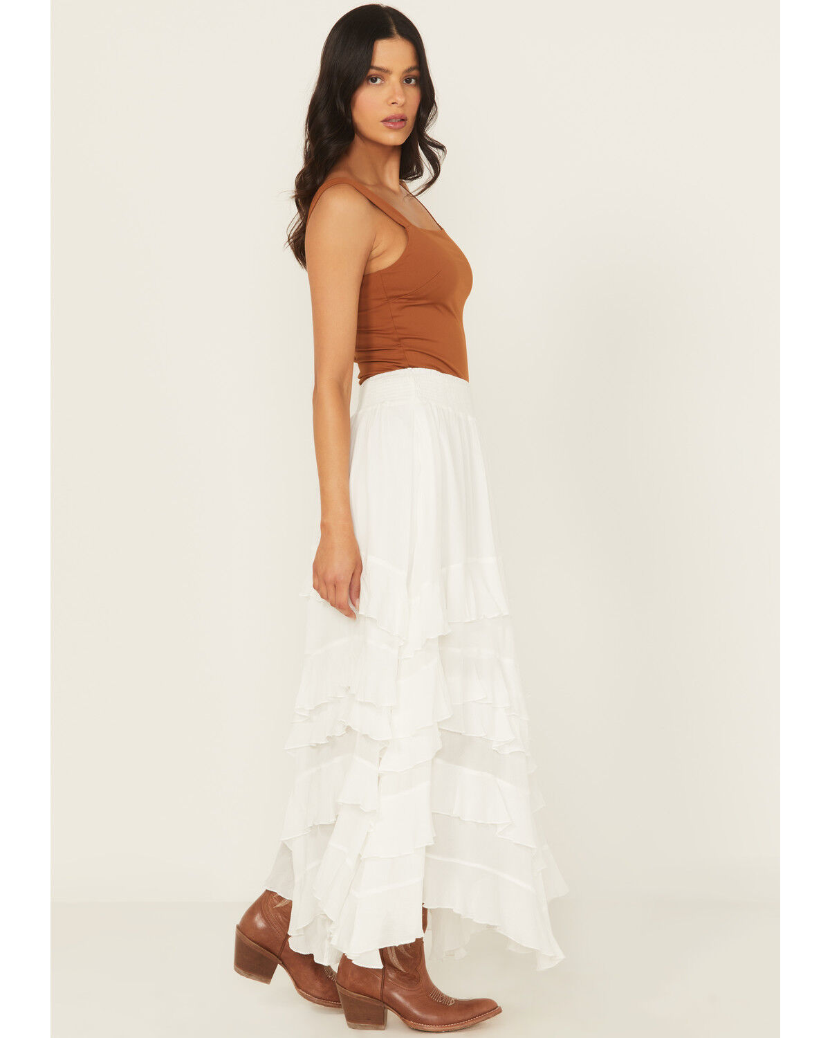 Blue B Women's Tiered Ruffle Midi Skirt