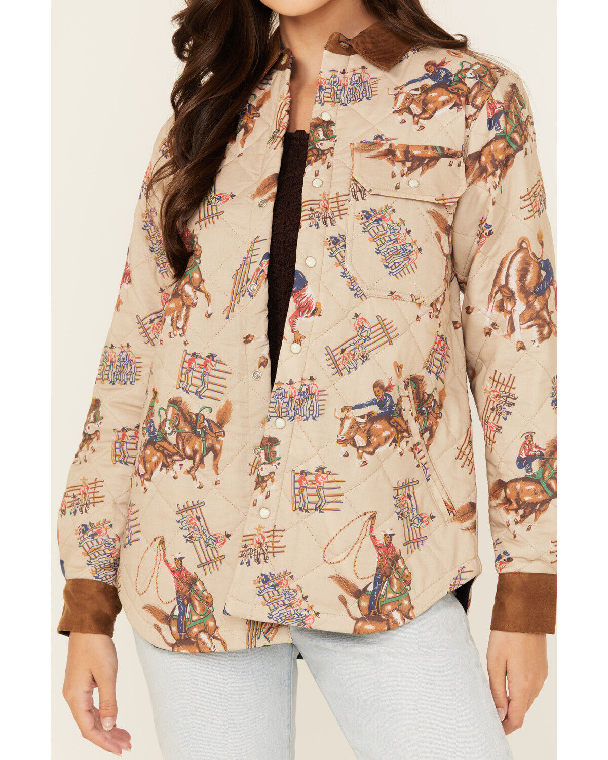 Tasha Pollizzi Women's Rodeo Conversation Print Snap Quilted Jacket