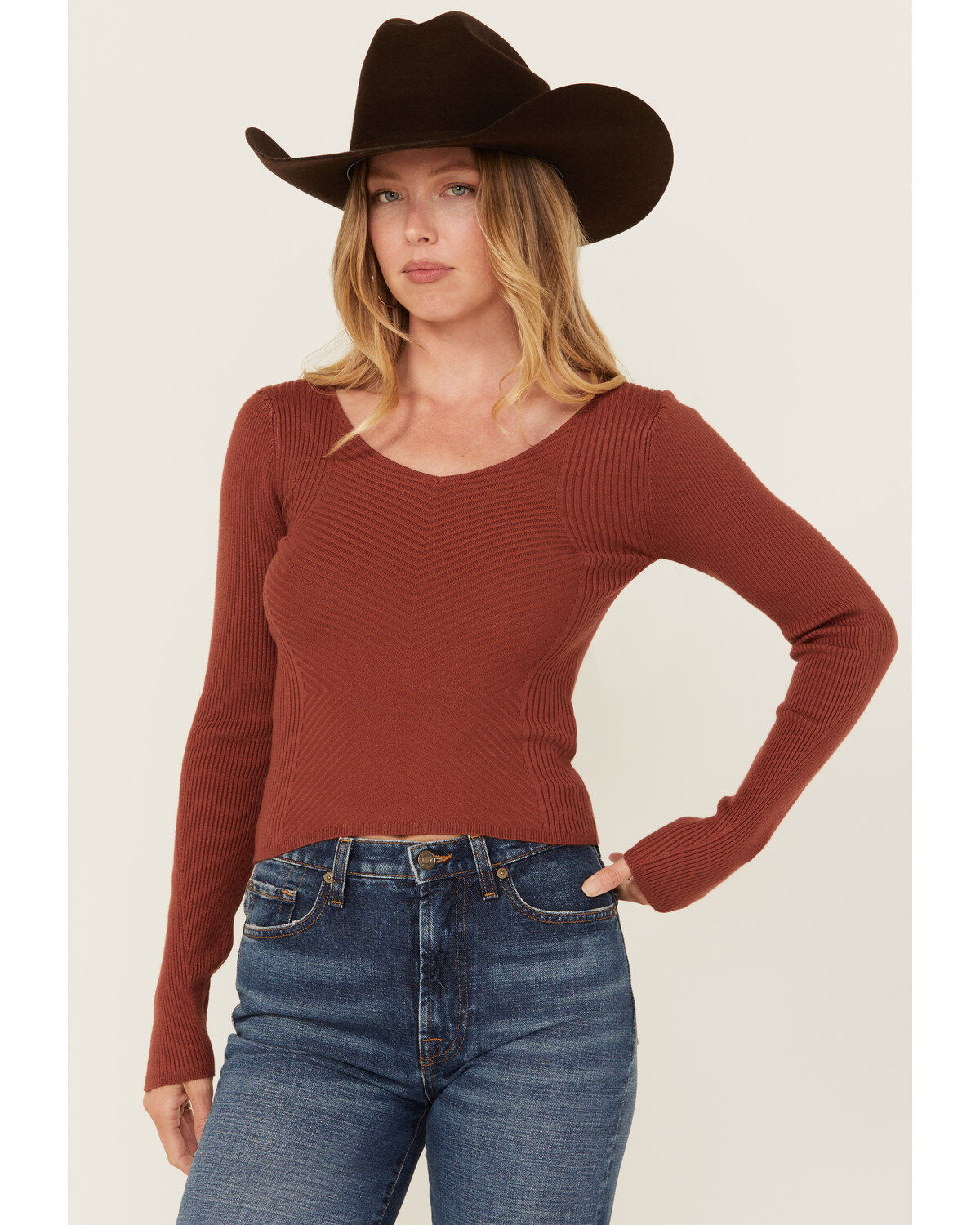 Shyanne Women's Ribbed Long Sleeve Sweater