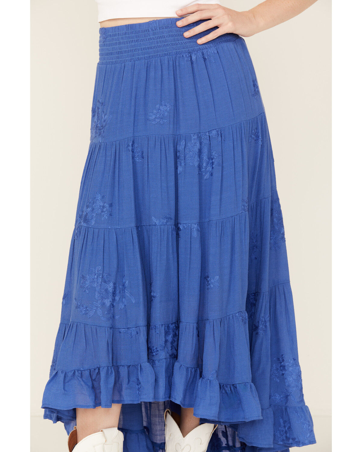 Wild Moss Women's Embroidered High-Low Skirt