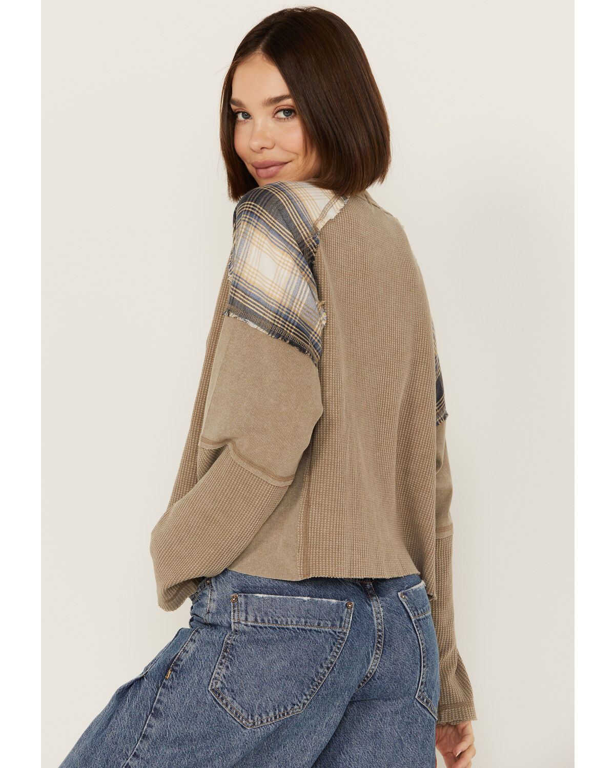 Originality Women's Plaid Long Sleeve Graphic Shirt