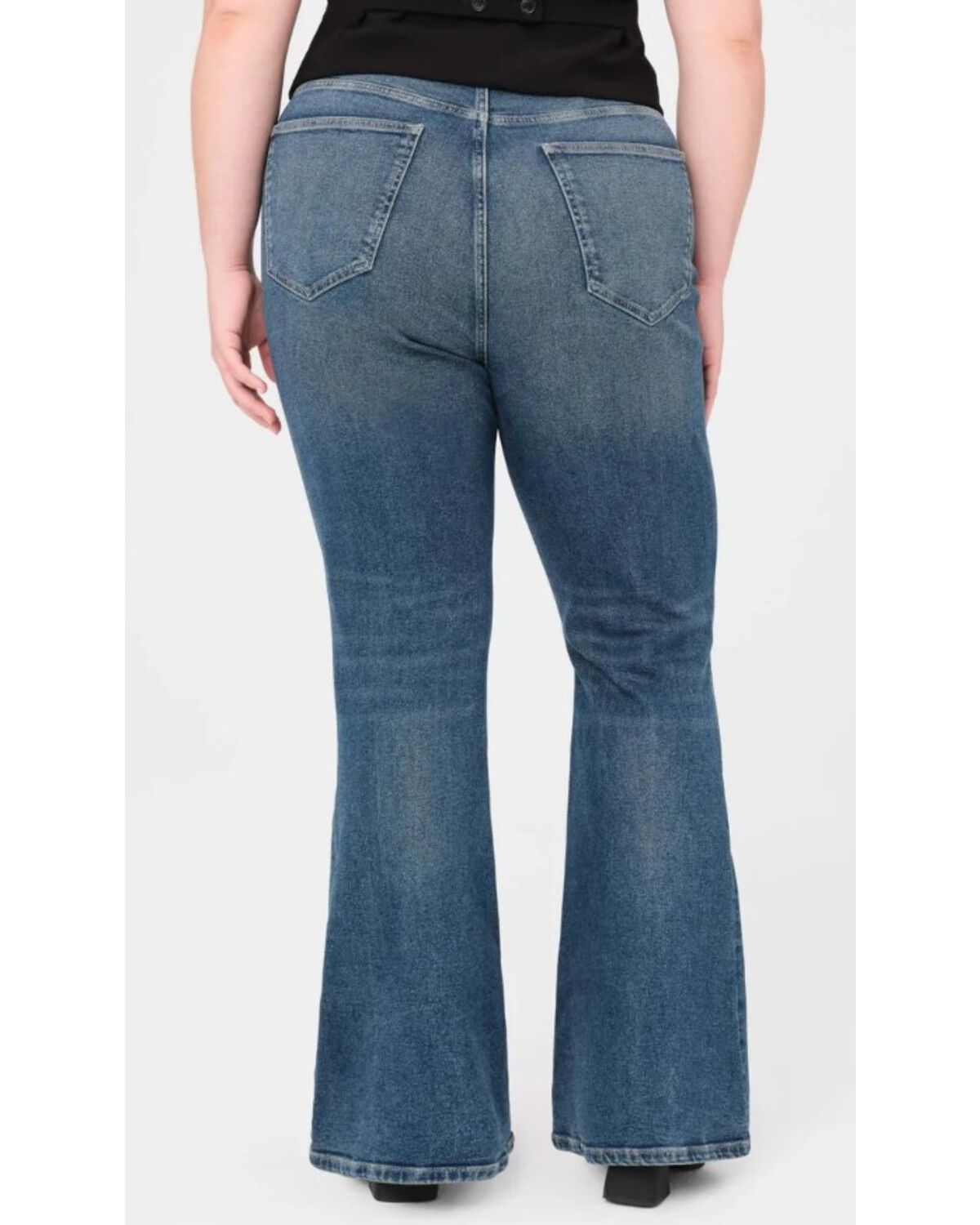 Warp + Weft Women's Mia Dark Wash High Rise Flare Stretch Denim Jeans - Plus