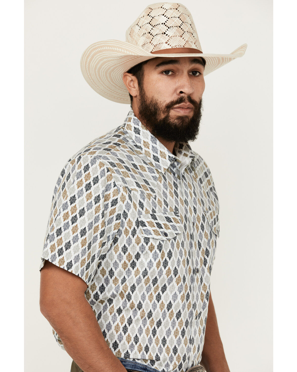 Gibson Men's Geo Print Short Sleeve Snap Western Shirt