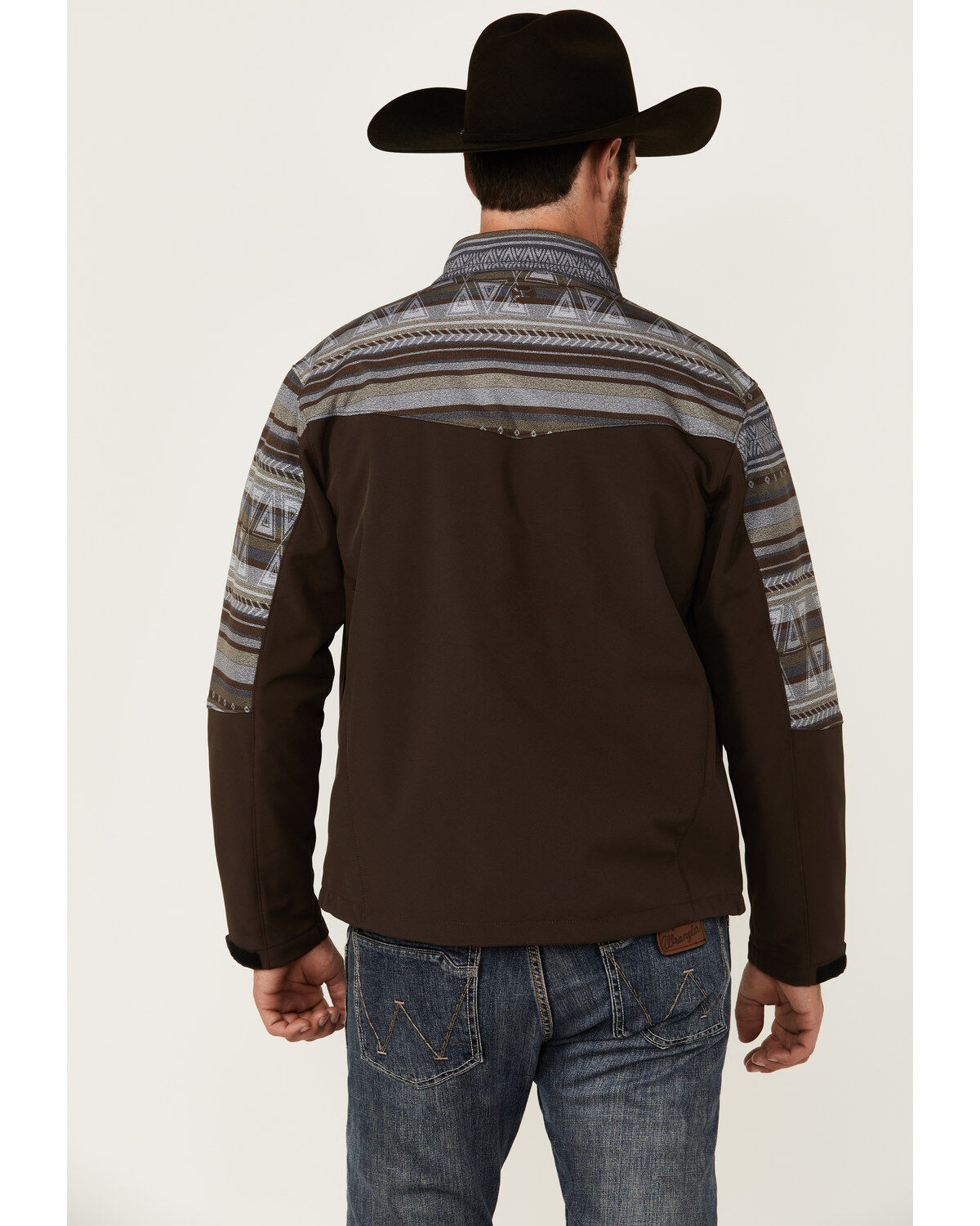 Hooey Men's Serape Striped Print Color Block Softshell Jacket