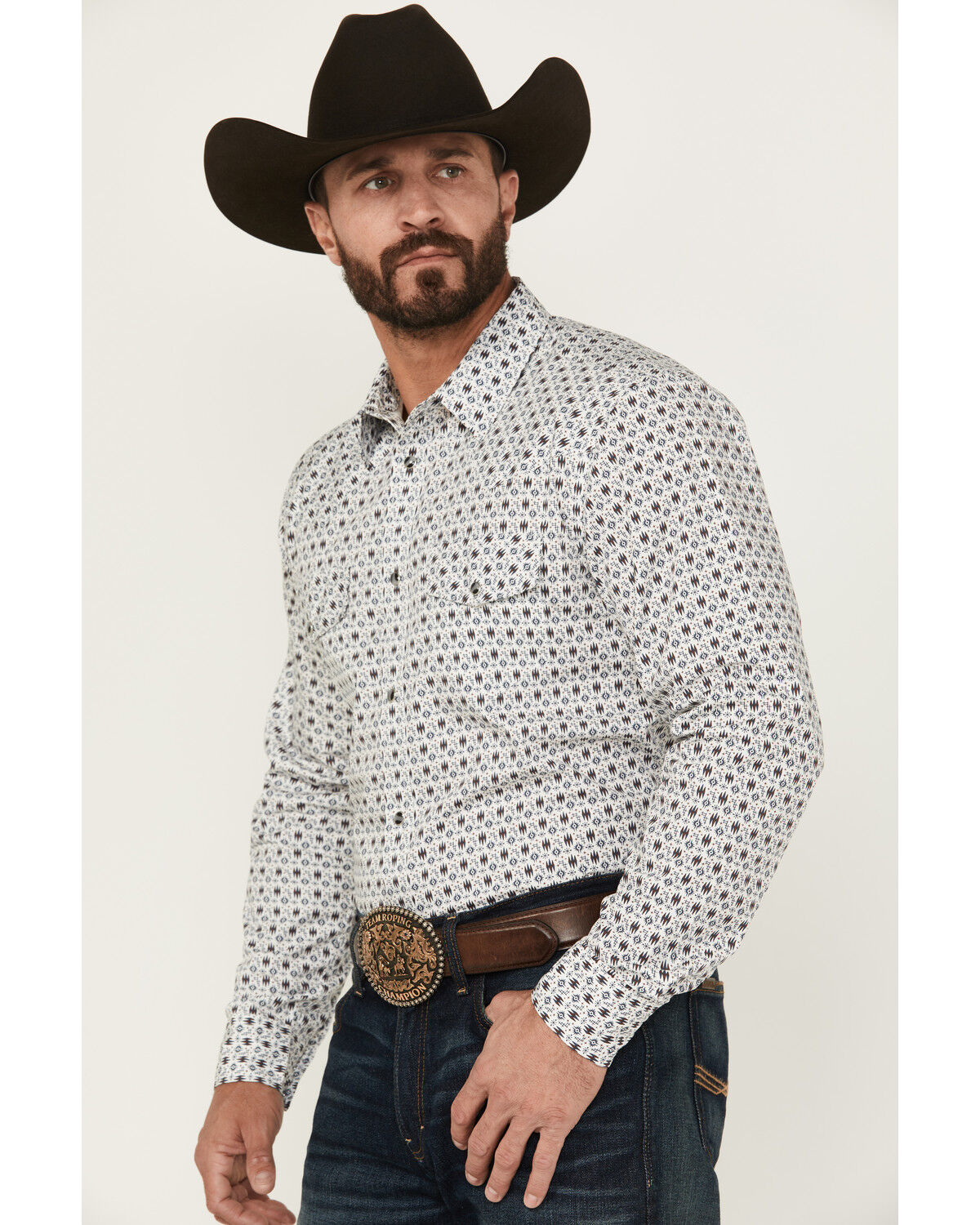 Gibson Trading Co Men's Star Dust Geo Print Long Sleeve Snap Stretch Western Shirt