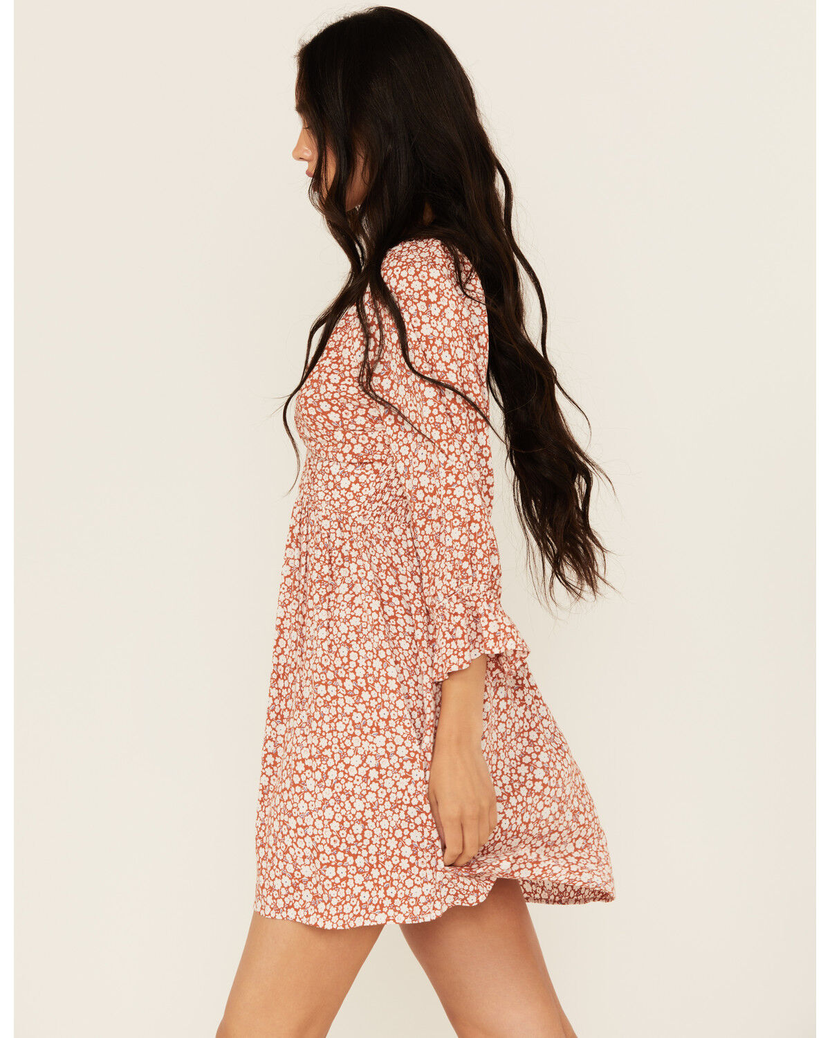 Angie Women's Floral Print Knot Front Mini Dress