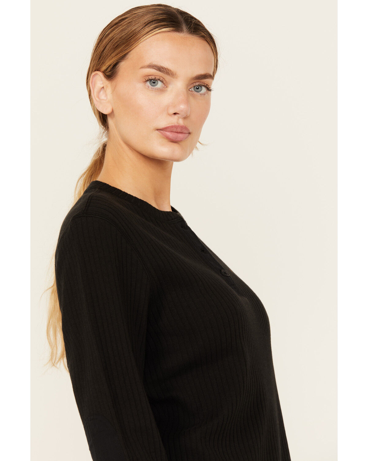 Lucky Brand Workwear Women's Long Sleeve Ribbed Henley Shirt