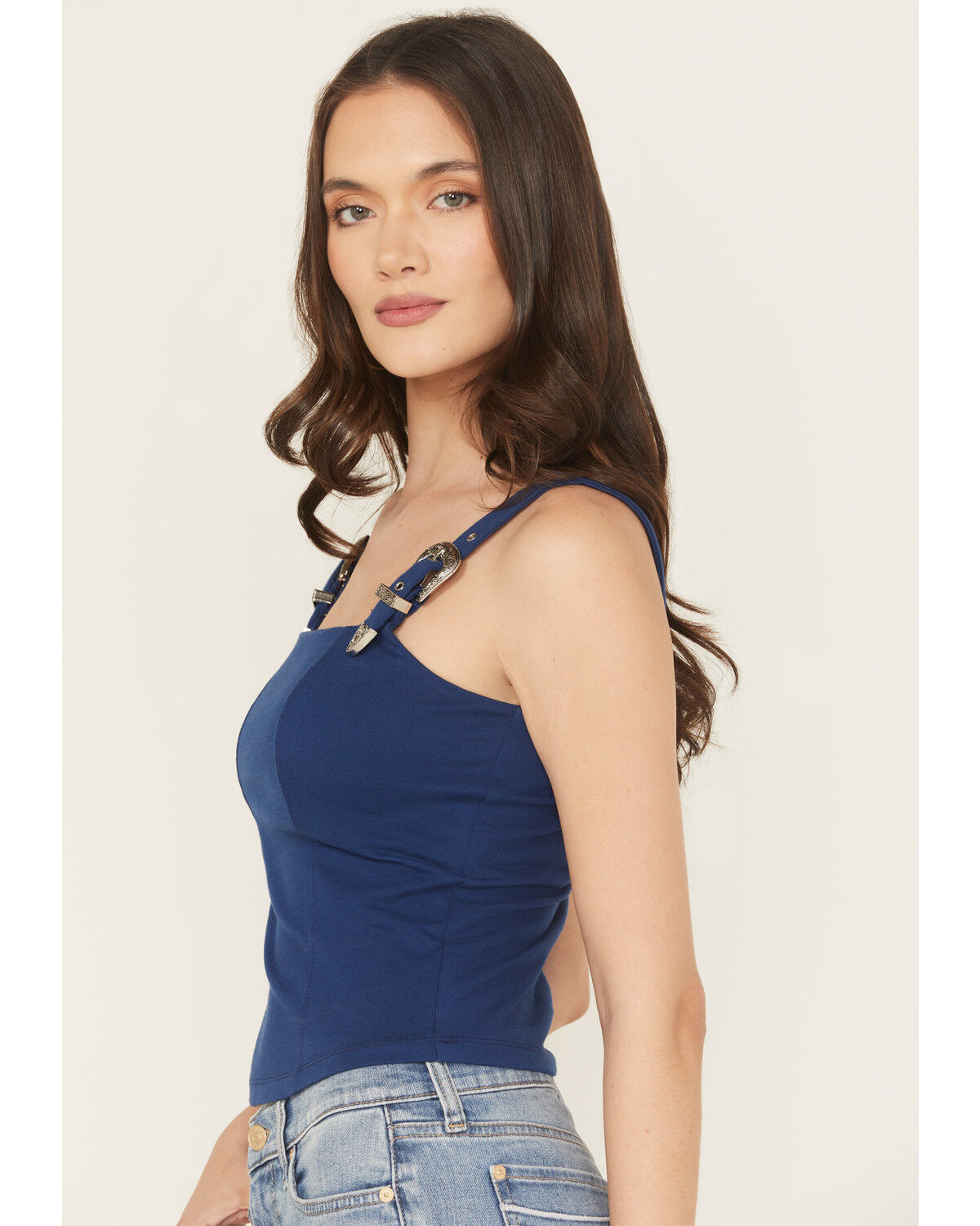 Rock & Roll Denim Women's Square Neck Buckle Tank