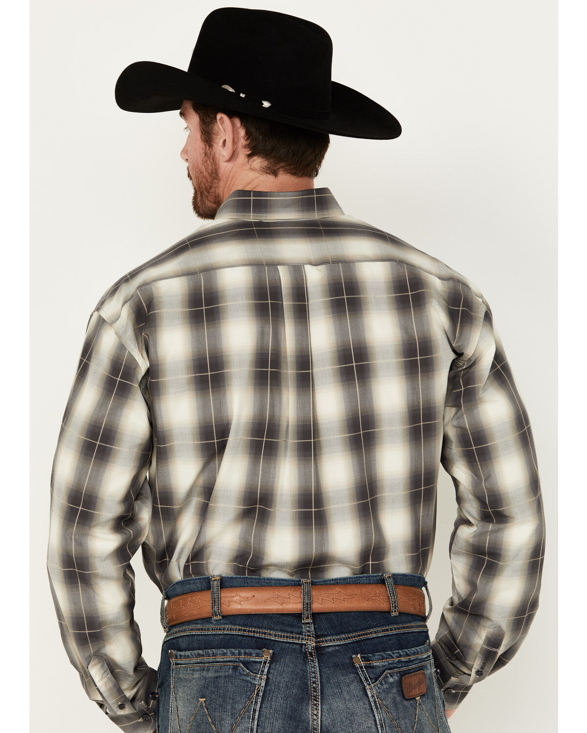 Stetson Men's Plaid Print Long Sleeve Button-Down Western Shirt