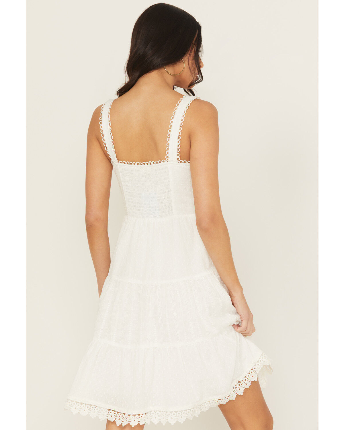 Miss Me Women's Eyelet Tiered Mini Dress