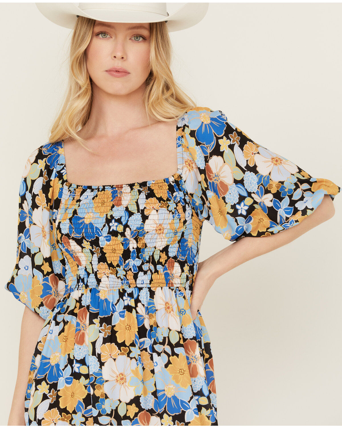 Wild Moss Women's Floral Print Midi Dress