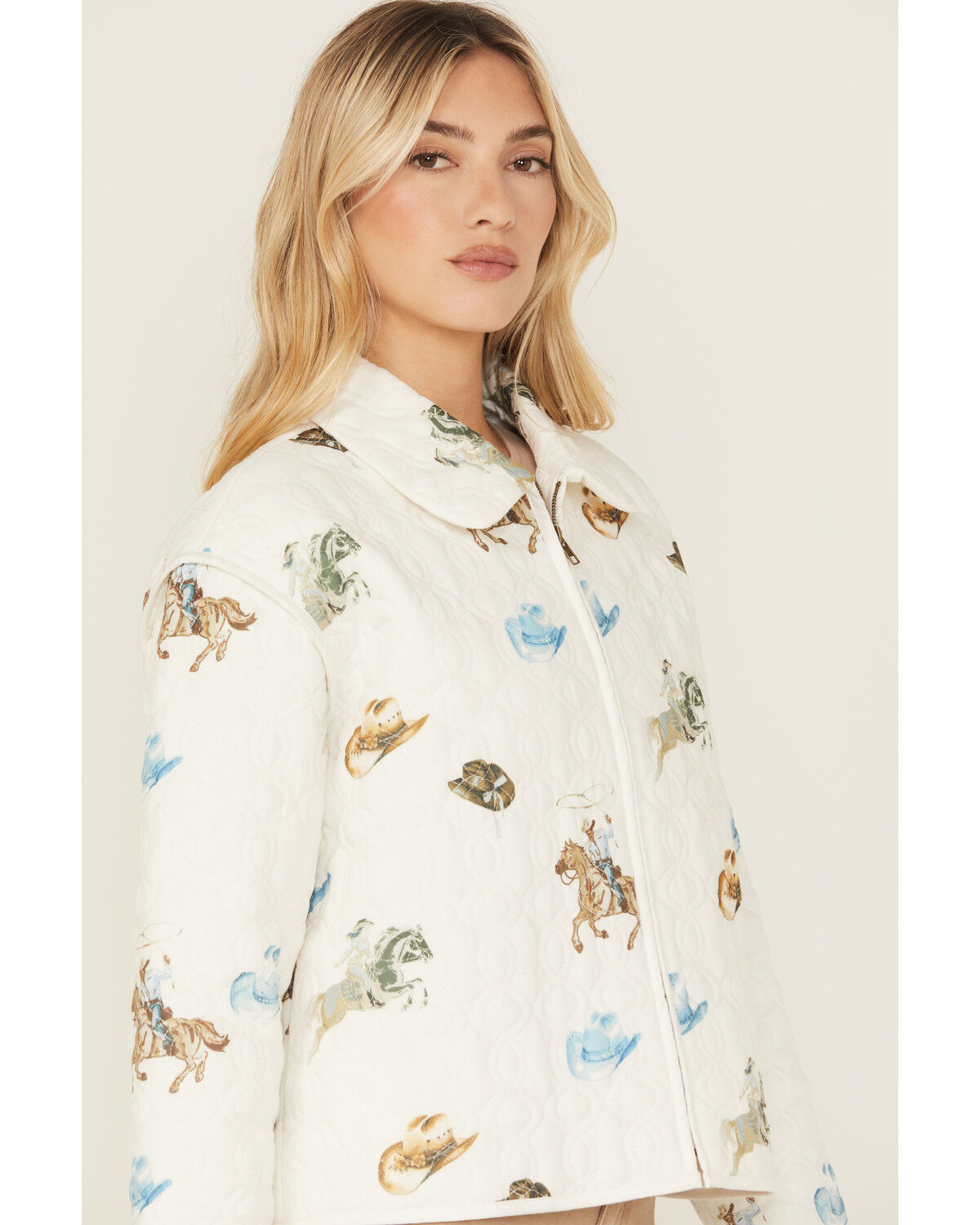 Blue B Women's Quilted Conversational Print Jacket