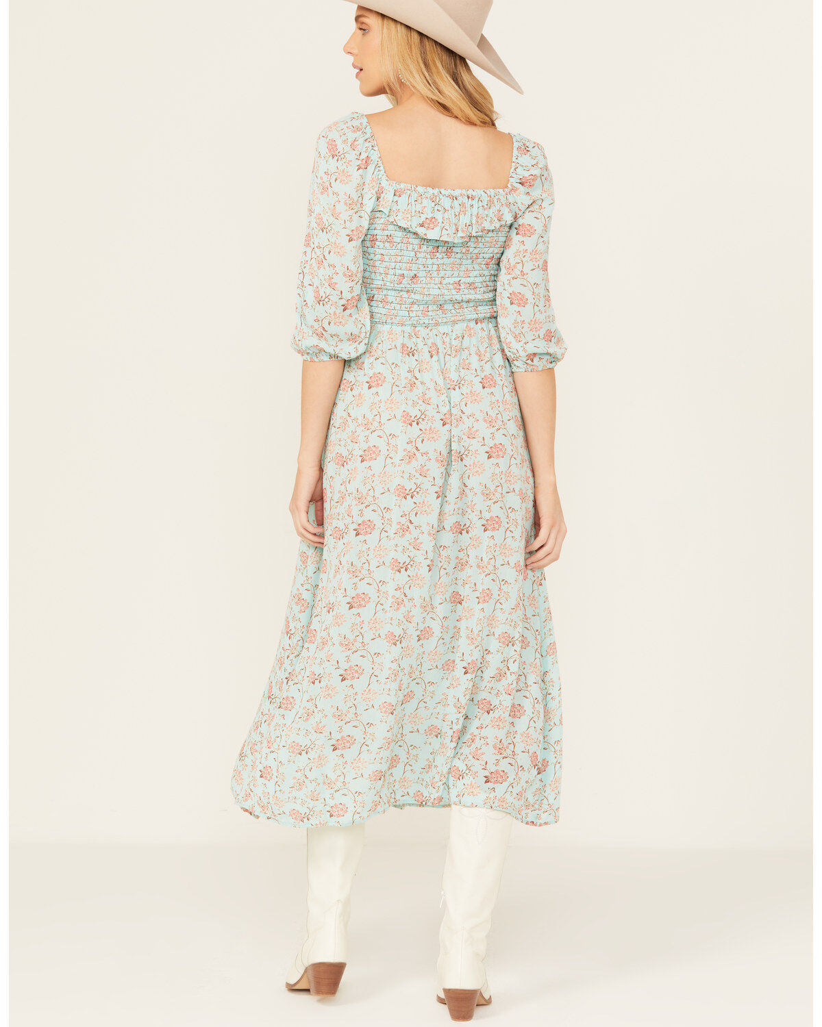 Rock & Roll Denim Women's Floral Boho Midi Dress