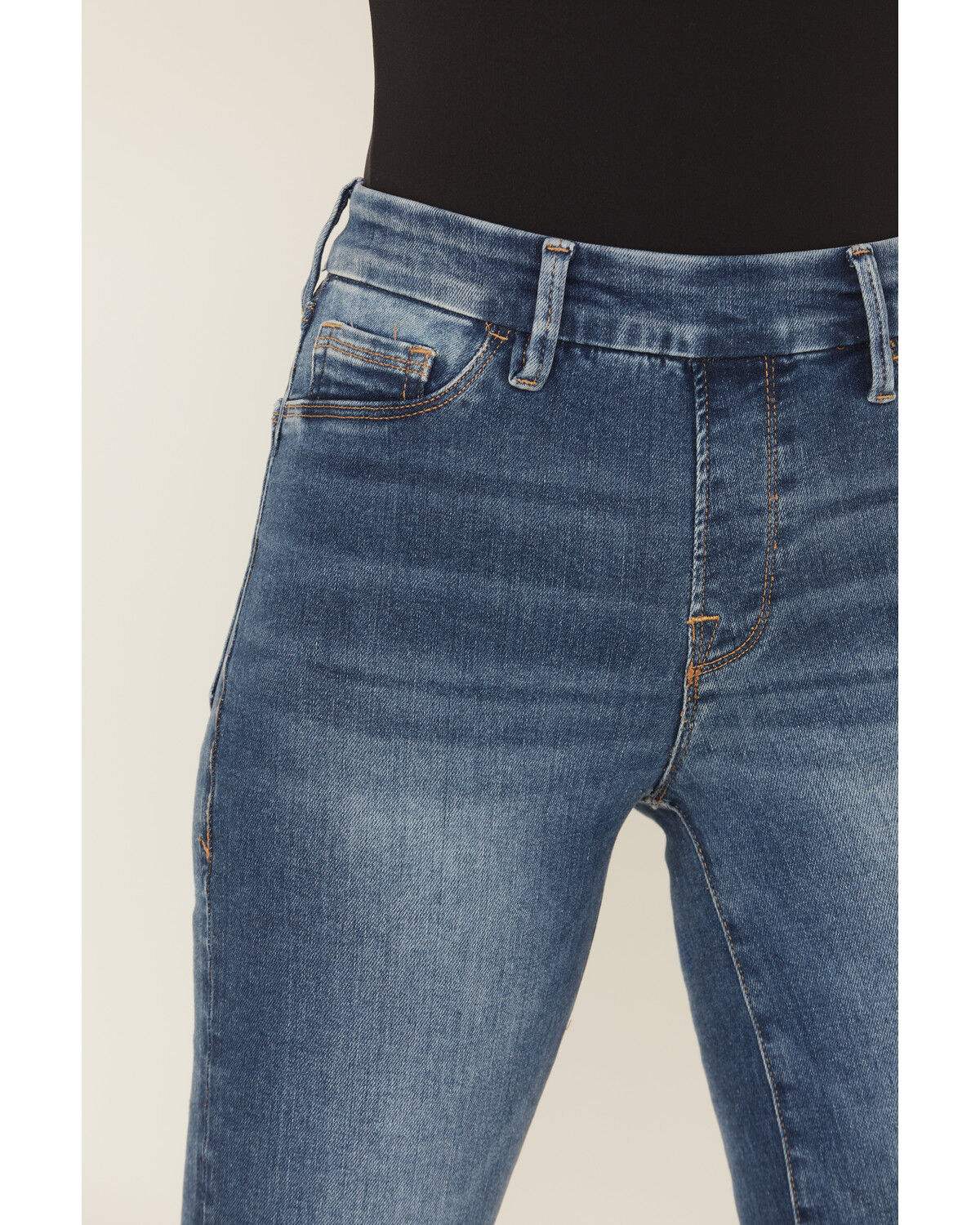 Good American Women's Good Legs Medium Wash High Rise Pull-On Flare Jeans