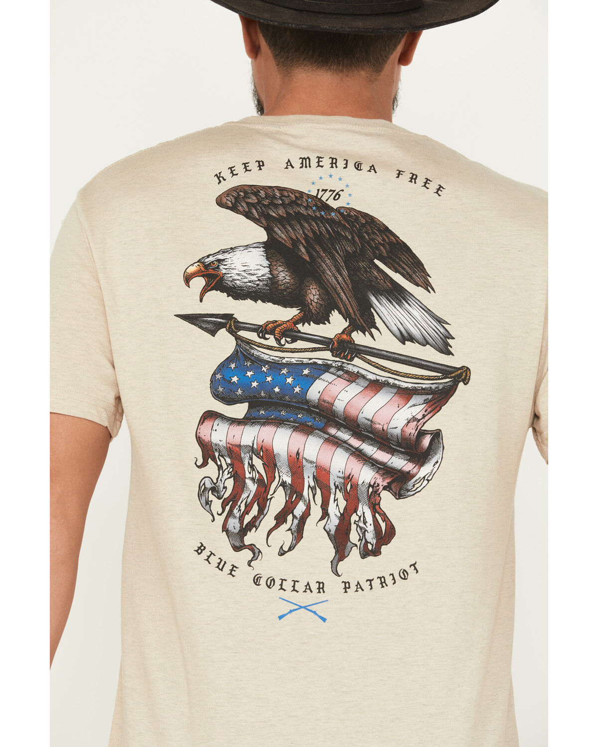 Howitzer Men's Blue Collar Eagle Short Sleeve Graphic T-Shirt