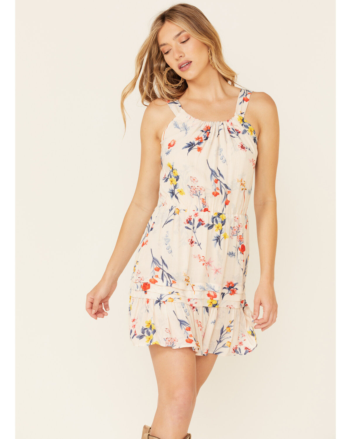 Miss Me Women's Floral Cutout Halter Mini Dress
