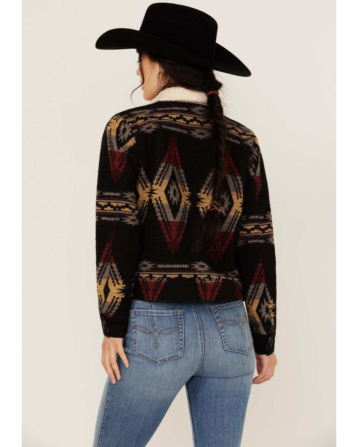 Rock & Roll Denim Women's Southwestern Print Sherpa Lined Jacket